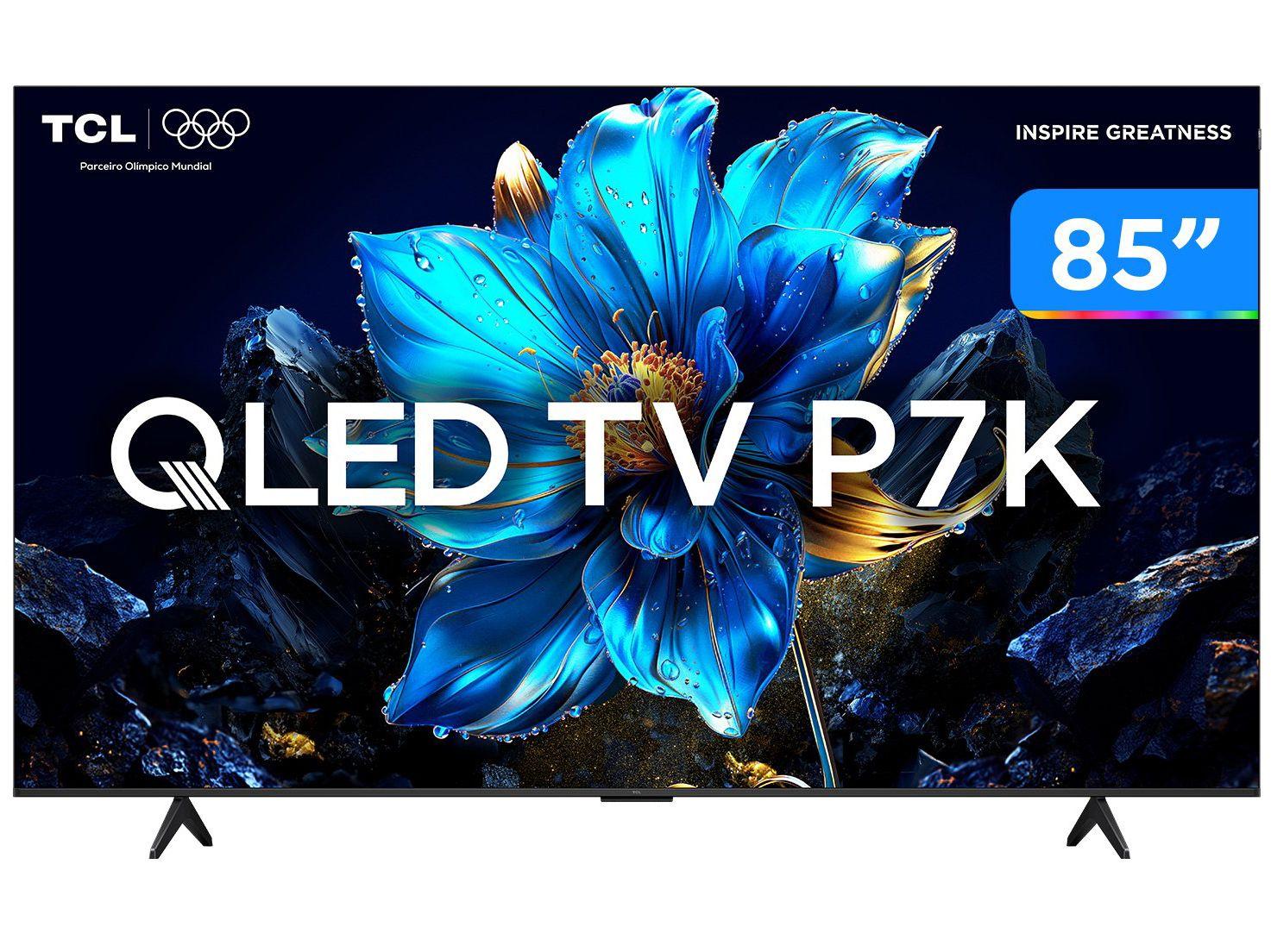 Smart TV 85" TCL 4K UHD QLED 85P7K Google TV AiPQ Google Assistente 3 HDMI 1 USB