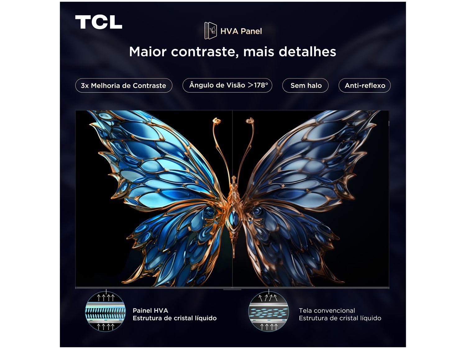 Smart TV 85" TCL 4K UHD QLED 85P7K Google TV AiPQ Google Assistente 3 HDMI 1 USB