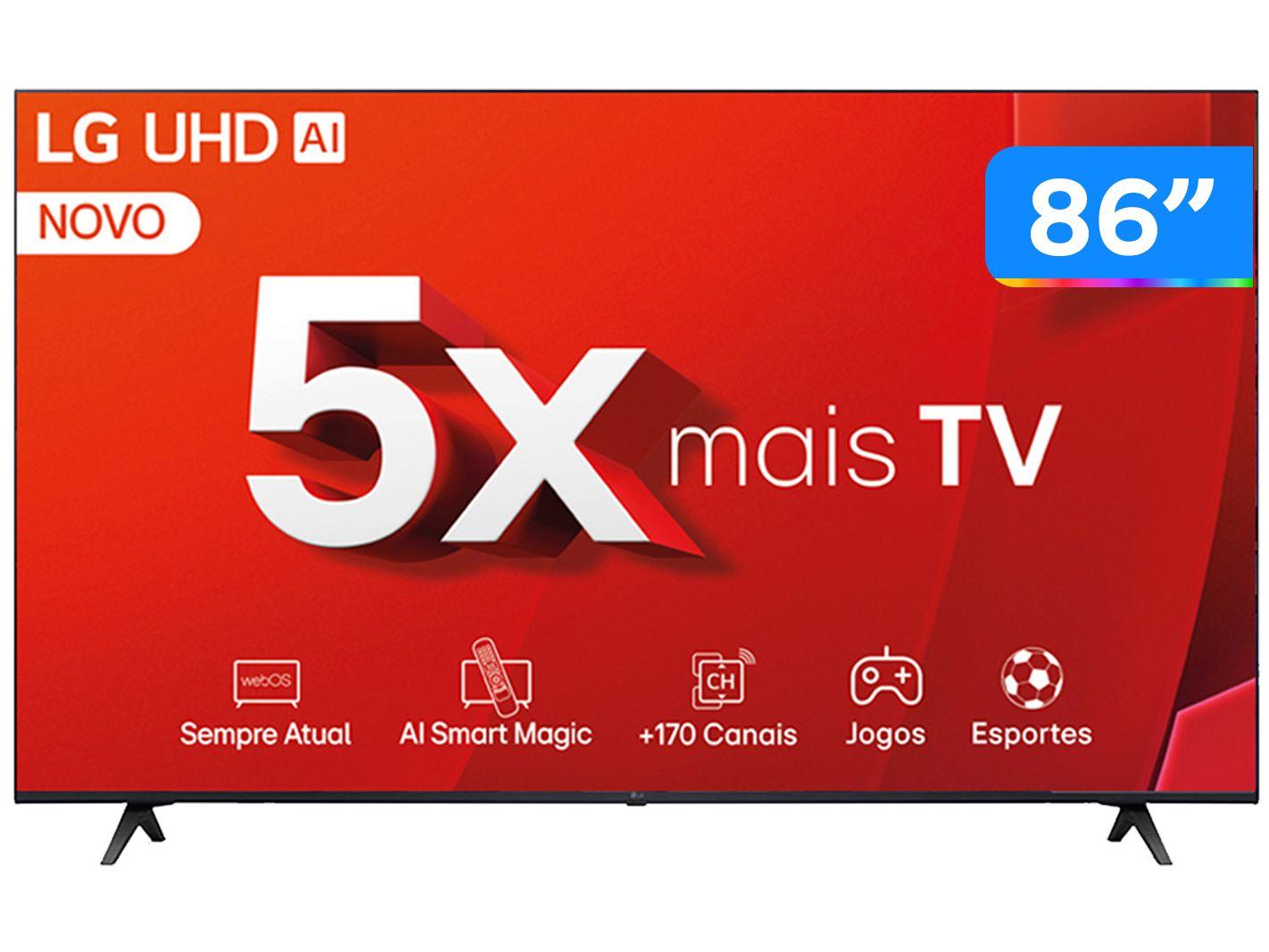 Smart TV 86" 4K LG Ultra HD 86UT8050 com Processador a5 Ger7 AI, Alexa/Chromecast integrado, Otimizador de Jogos, webOS 24 e Controle Smart Magic