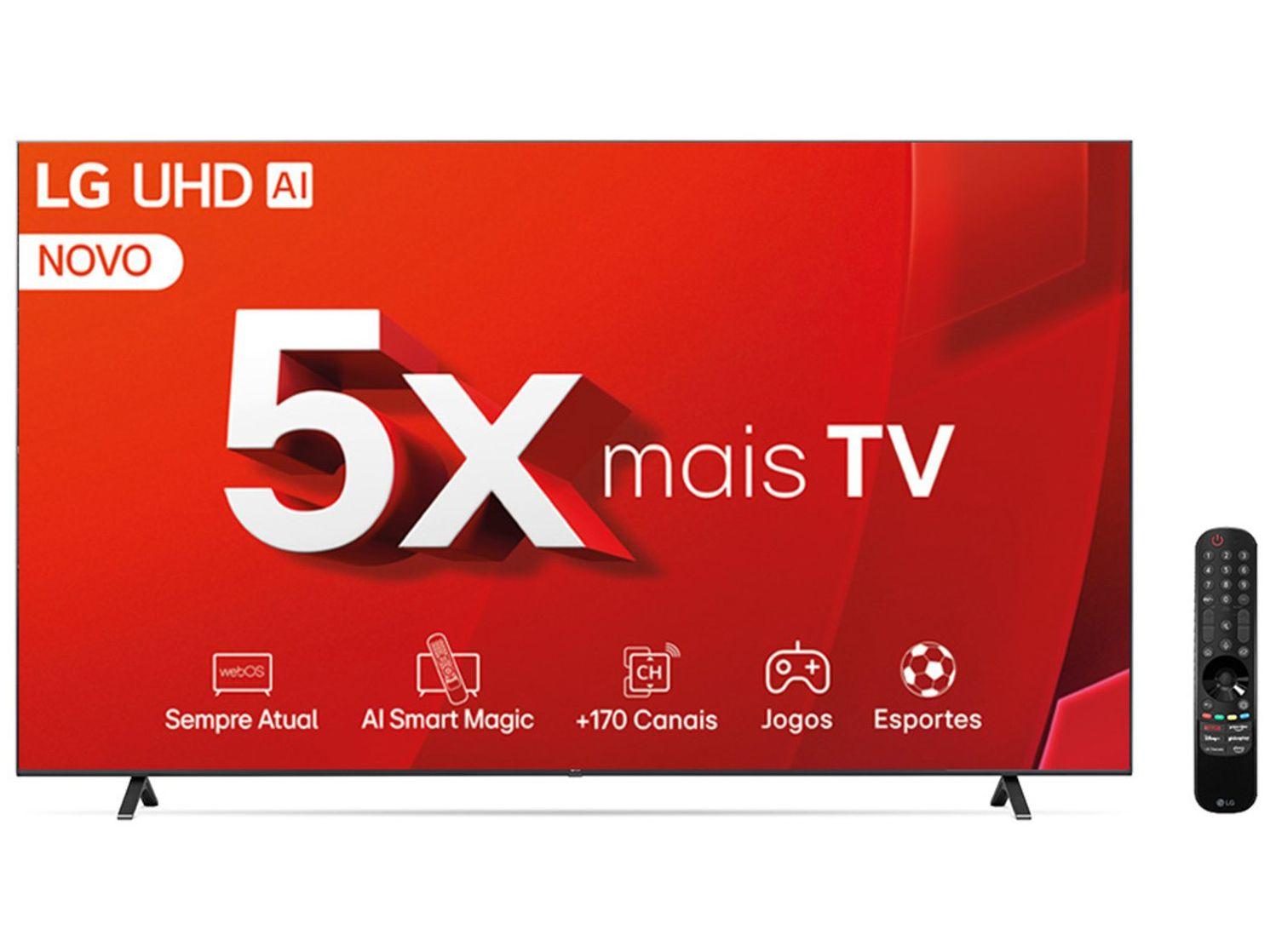 Smart TV 86" 4K LG Ultra HD 86UT8050 com Processador a5 Ger7 AI, Alexa/Chromecast integrado, Otimizador de Jogos, webOS 24 e Controle Smart Magic