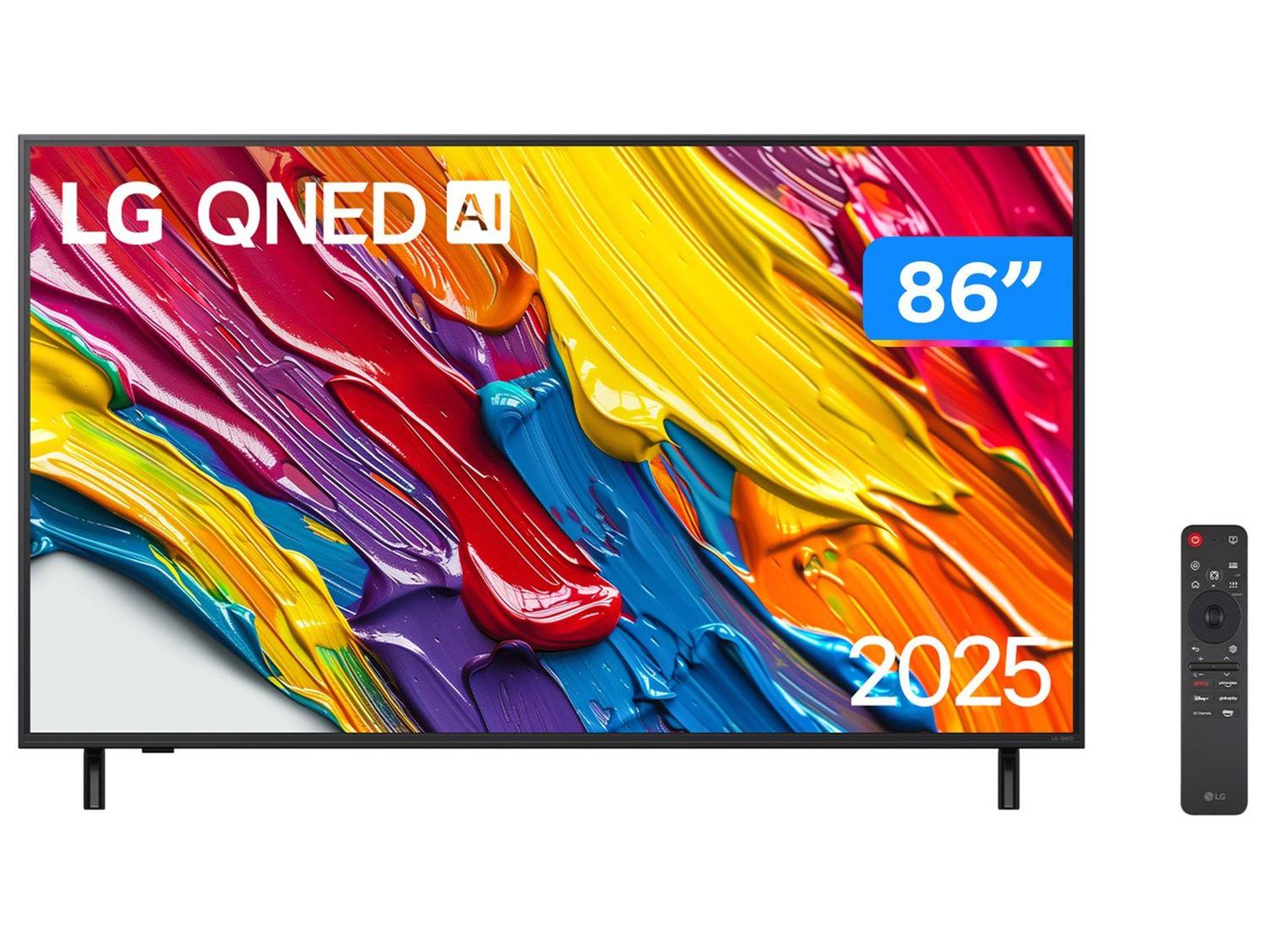 Smart TV 86" LG 4K Ultra HD QNED 86QNED82ASG webOS 25 a7 AI Processor 4K Gen8 Alexa 3 HDM