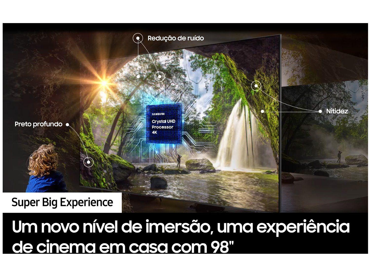 Smart TV 98" 4K UHD Crystal UHD LED Samsung Super Big 98DU9000 VA 120Hz Wi-Fi Bluetooth com Alexa 3 HDMI 2 USB
