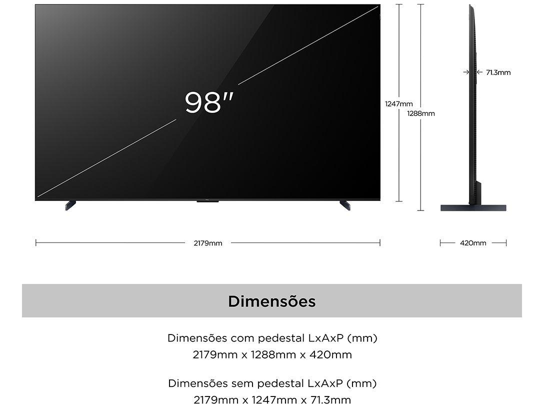 Smart TV 98" TCL UHD 4K QLED Advanced C655 98C655 120Hz Google TV Google Assistente 4 HDMI 2 USB