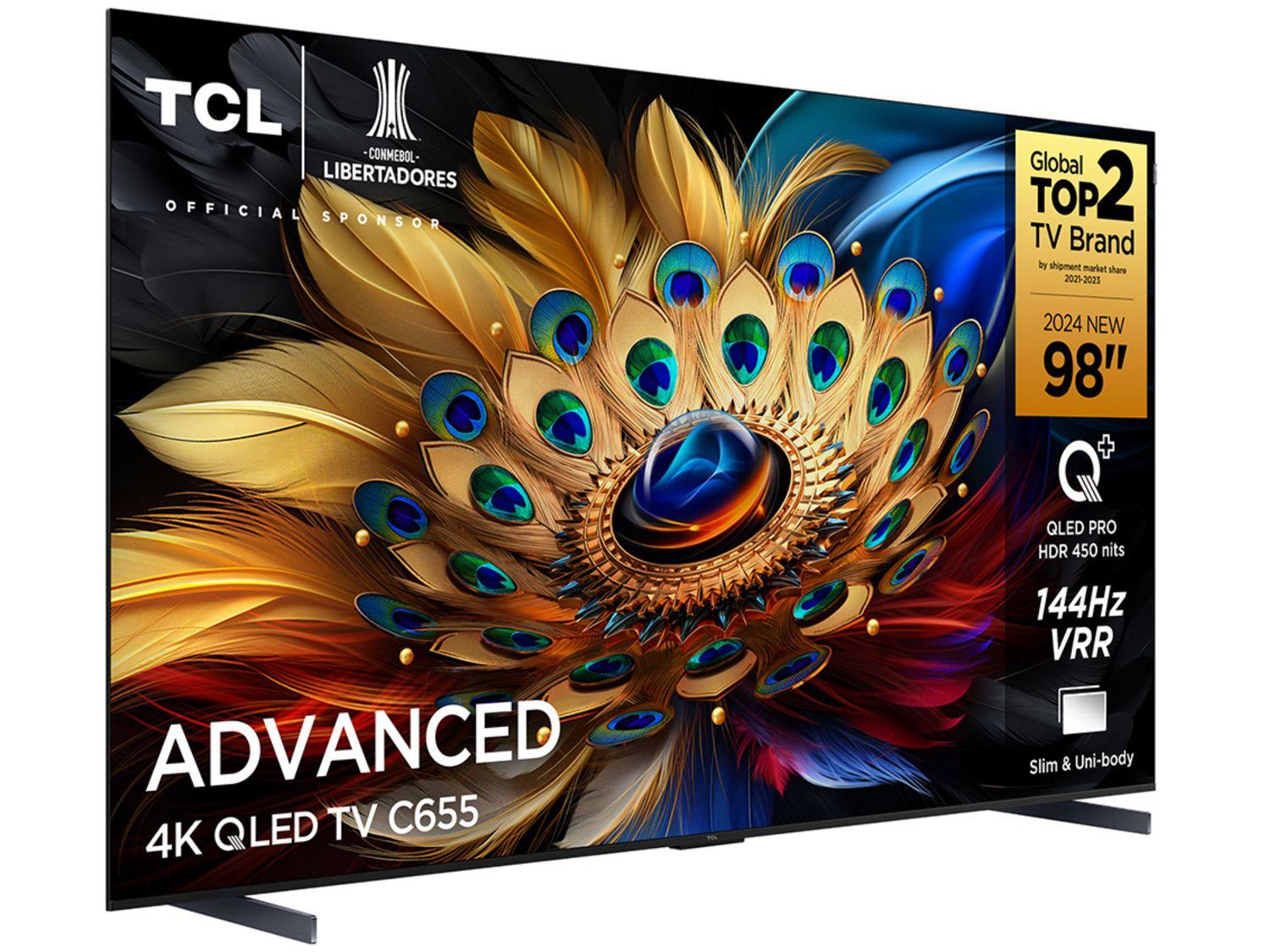 Smart TV 98" TCL UHD 4K QLED Advanced C655 98C655 120Hz Google TV Google Assistente 4 HDMI 2 USB