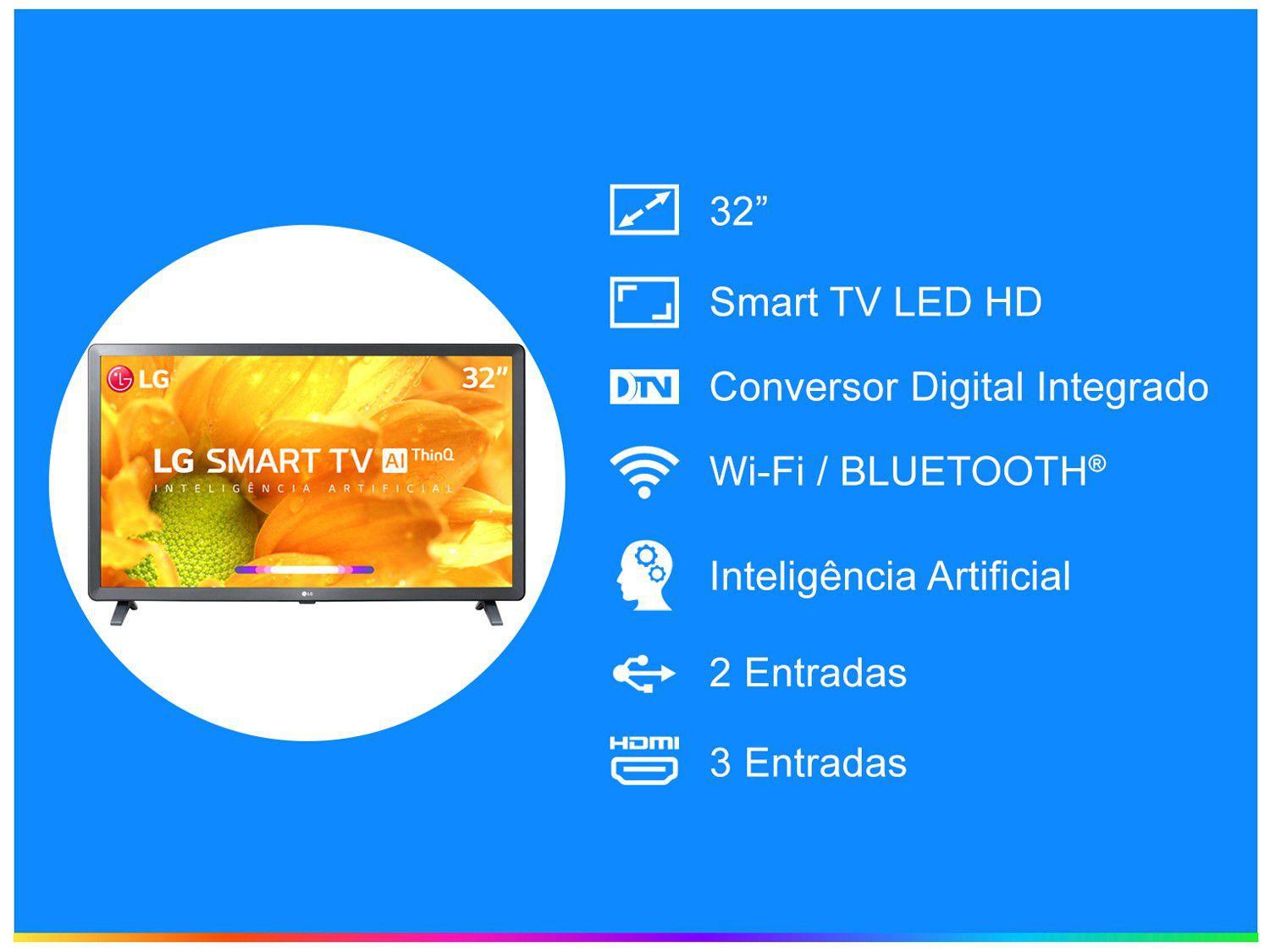 Imagem de Smart TV HD LED 32” LG 32LM625BPSB Wi-Fi Bluetooth