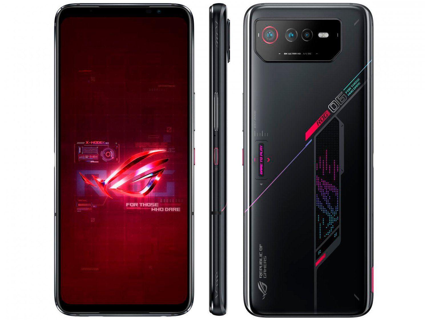 Smartphone Asus Rog Phone 6 256GB Black 5G Snapdragon SM8475 8GB RAM 6,78” Câm. Tripla + Selfie 12M