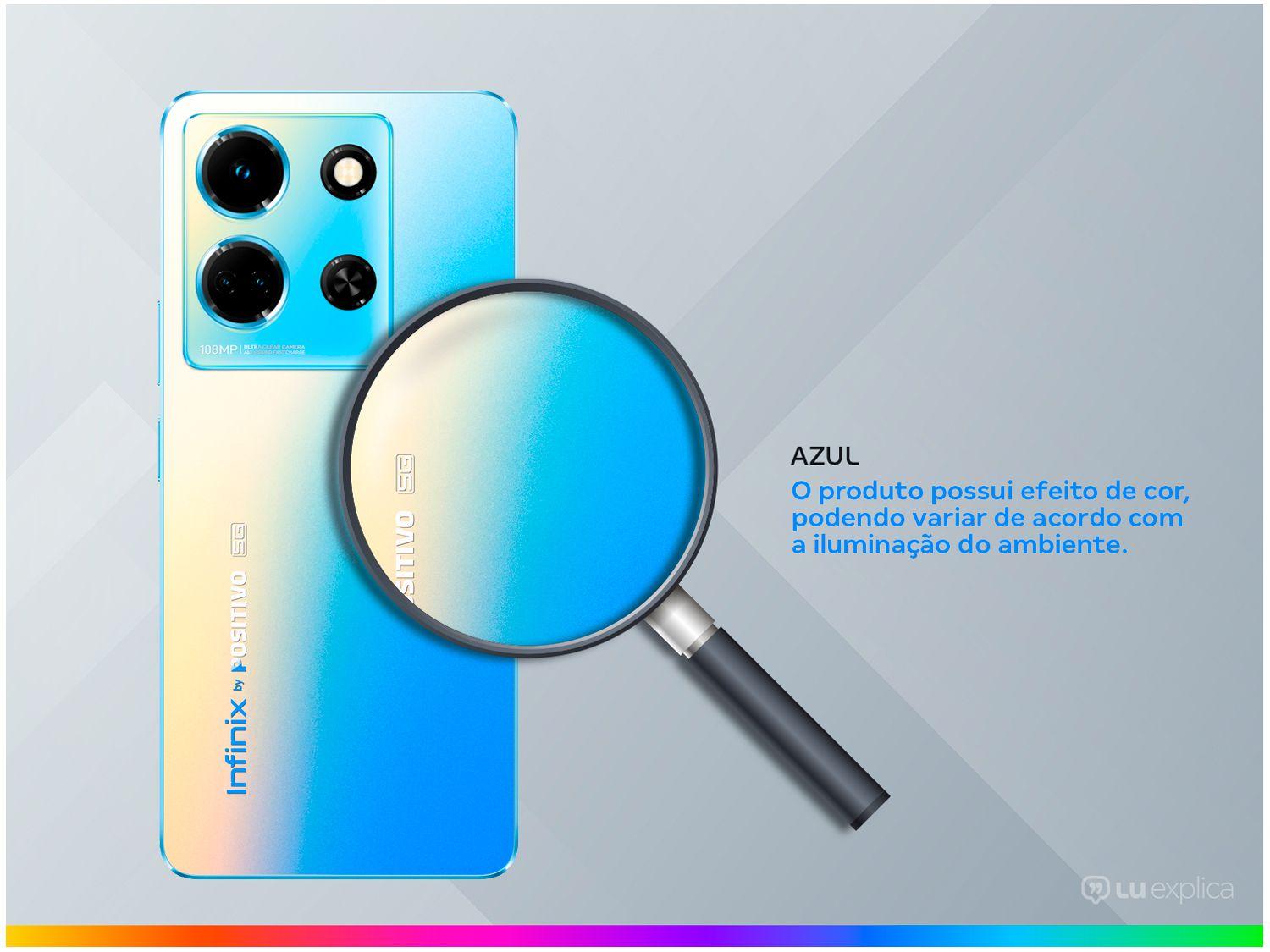Smartphone Infinix Note 30 256GB Azul 5G Mediatek Dimensity 6080 8GB RAM 6,78" Câm. Tripla + Selfie 16MP Dual Chip Sound by JBL