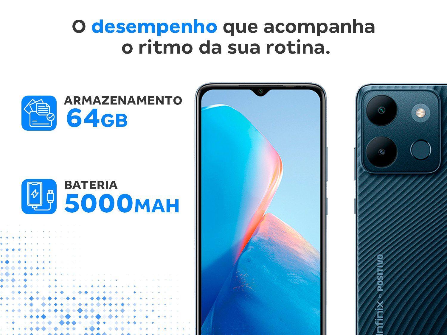 Smartphone Infinix Smart 7 64GB Preto 4G MediaTek 3GB RAM 6,6