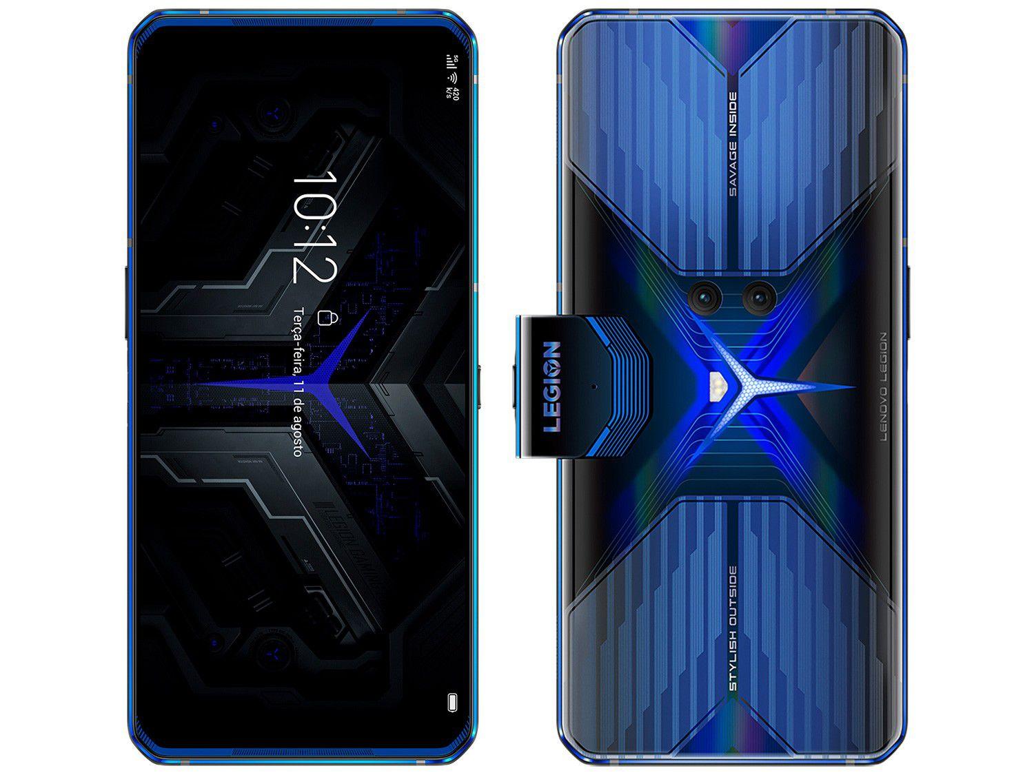 Smartphone Lenovo Legion Phone Duel 256GB - Blazing Blue 5G 12GB RAM 6,65” Câm. Dupla