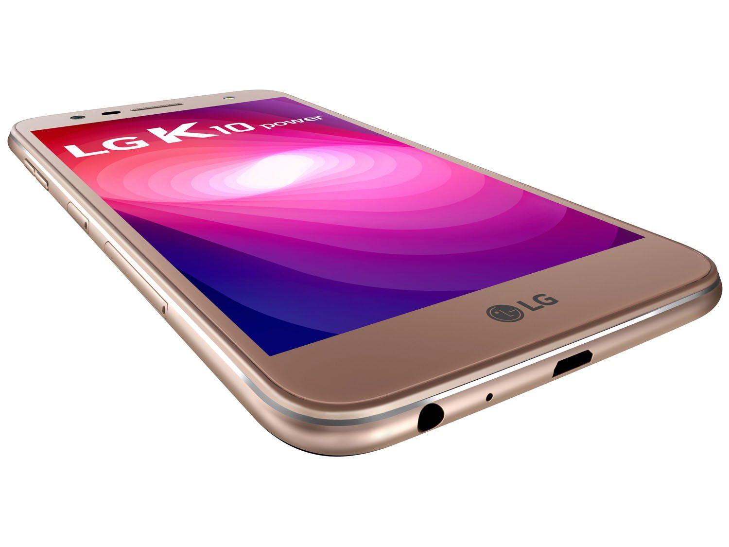 Smartphone LG K10 Power 32GB Dourado Dual Chip 4G Câm. 13MP + Selfie