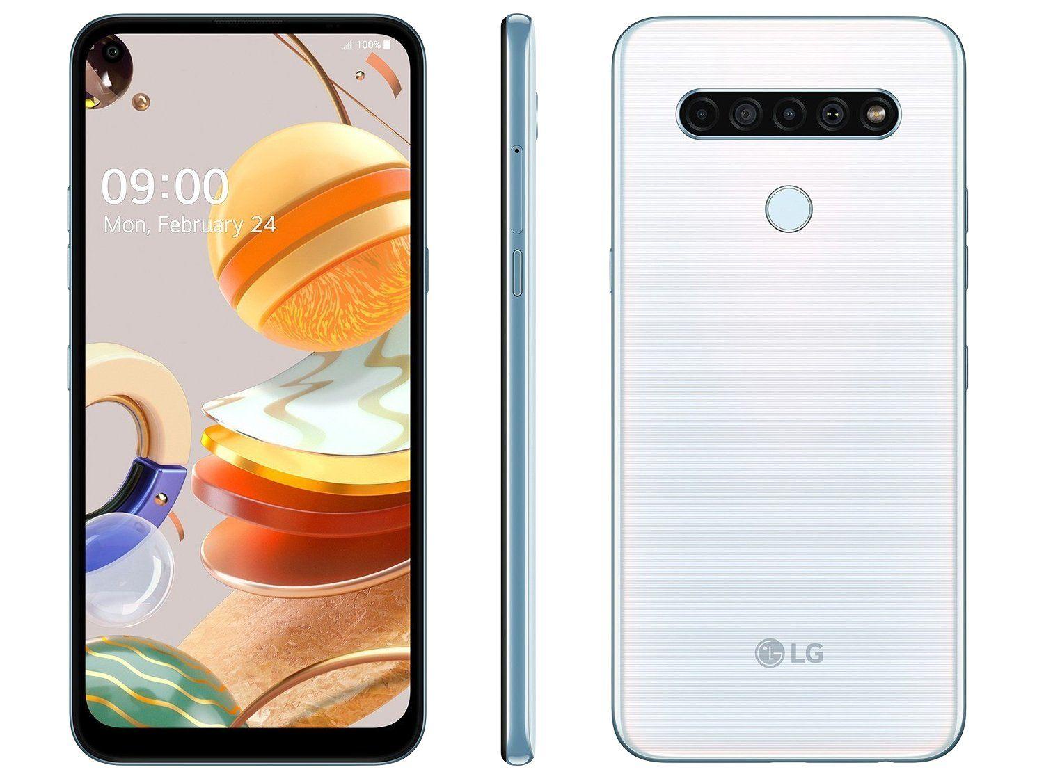 Smartphone LG K61 128GB Branco 4G Octa-Core - 4GB RAM 6,53” Câm. Quádrupla + Selfie 16M