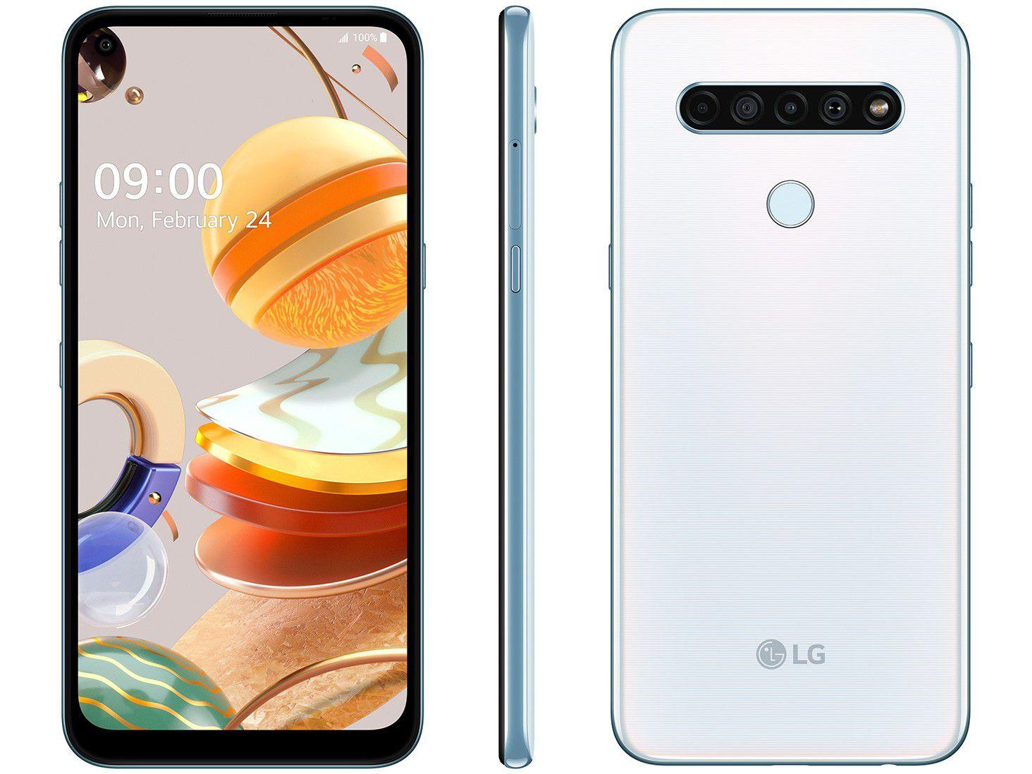 Smartphone LG K61 128GB Branco 4G Octa-Core - 4GB RAM 6,53” Câm. Quádrupla + Selfie 16MP