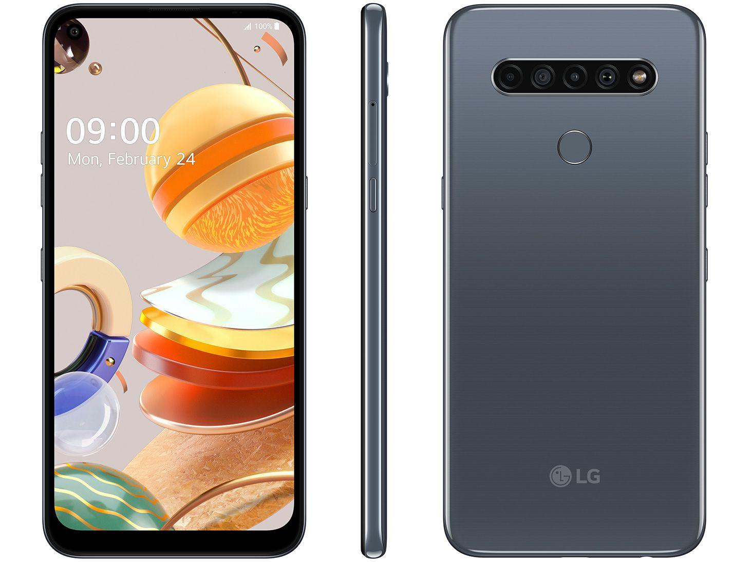 Smartphone LG K61 128GB Titânio 4G Octa-Core - 4GB RAM 6,53” Câm. Quádrupla + Selfie 16MP