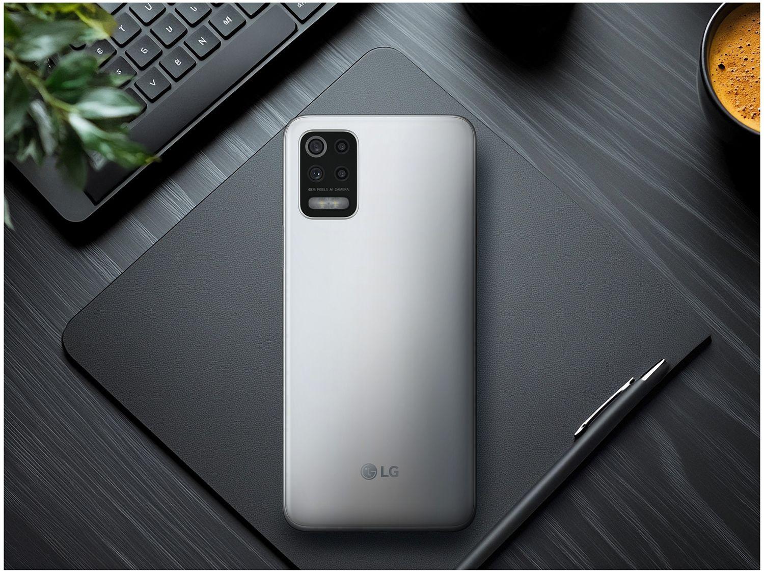 Smartphone LG K62+ 128GB Branco 4G Octa-Core - 4GB RAM Tela 6,59” Câm. Quádrupla + Selfie 28MP