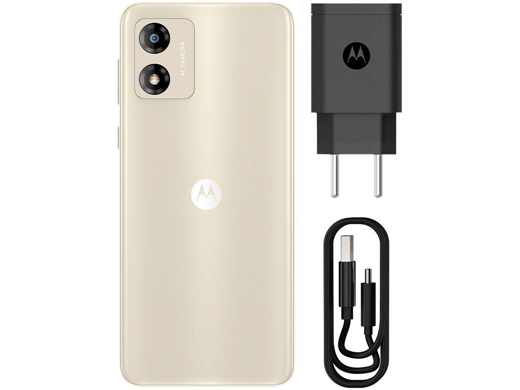 Smartphone Motorola Moto E13 64GB Off-White 4G Octa-Core 4GB RAM 6,5" Câm. 13MP + Selfie 5MP Dual Chip