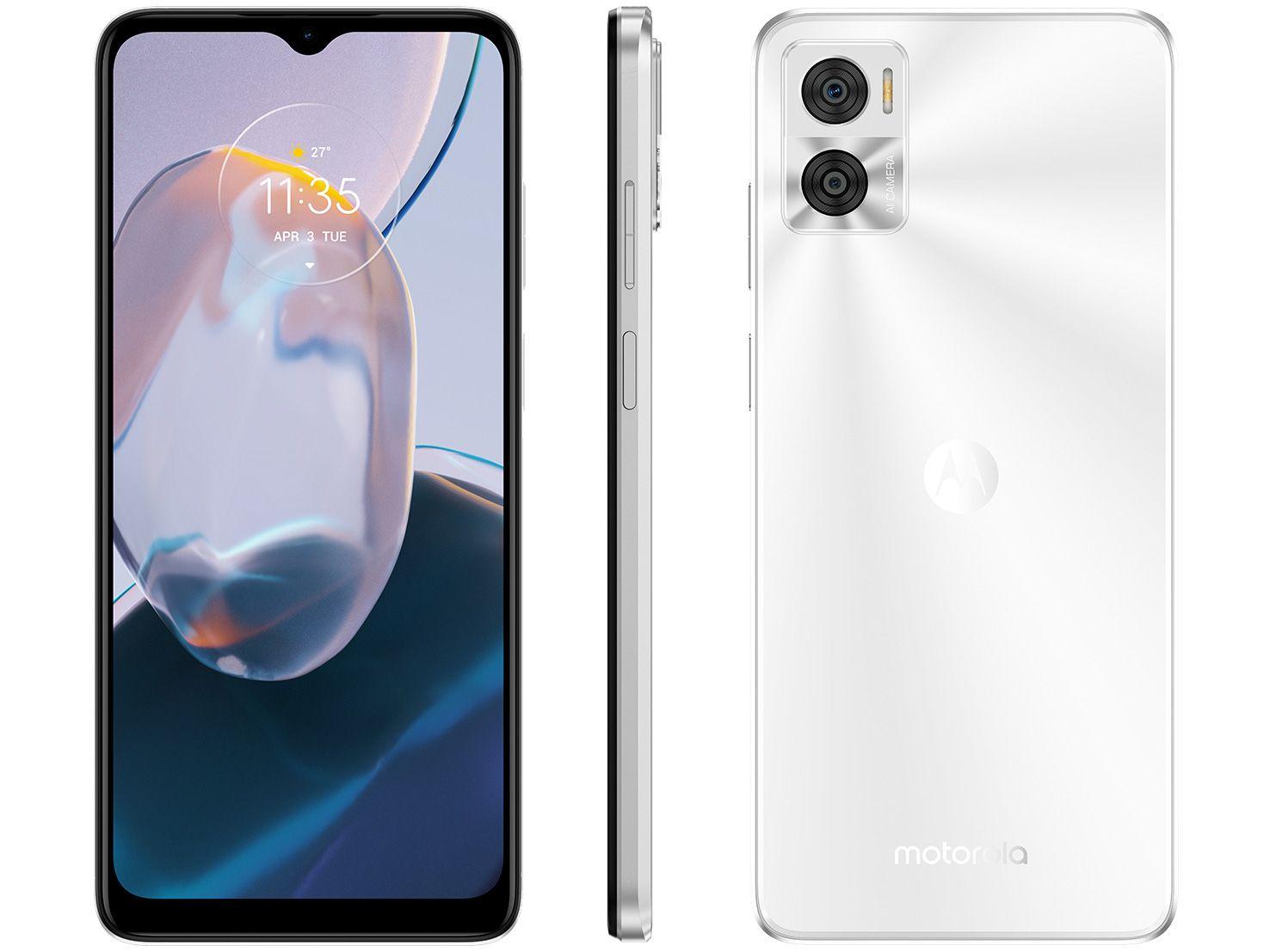 Smartphone Motorola Moto E22 32GB Branco 4G 2GB RAM 6,5” Câm. Dupla + Selfie 5MP Dual Chip