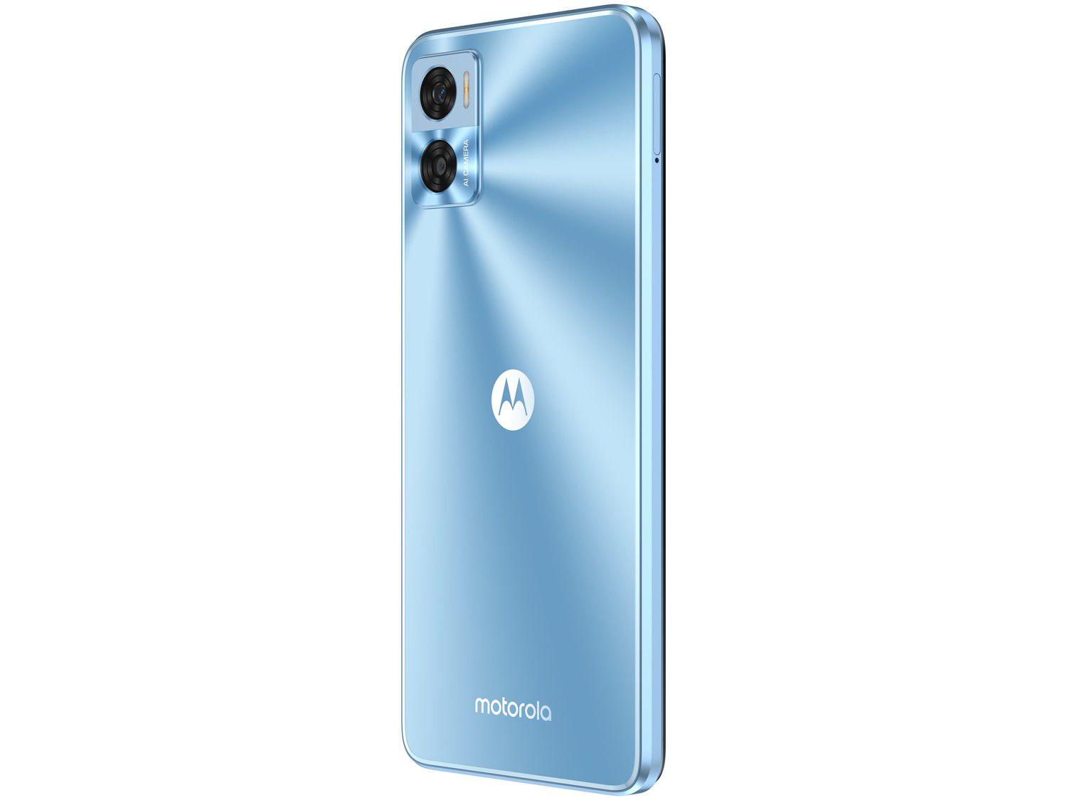 Smartphone Motorola Moto E22 64GB Azul 4G 4GB RAM 6,5” Câm. Dupla + Selfie 5MP Dual Chip