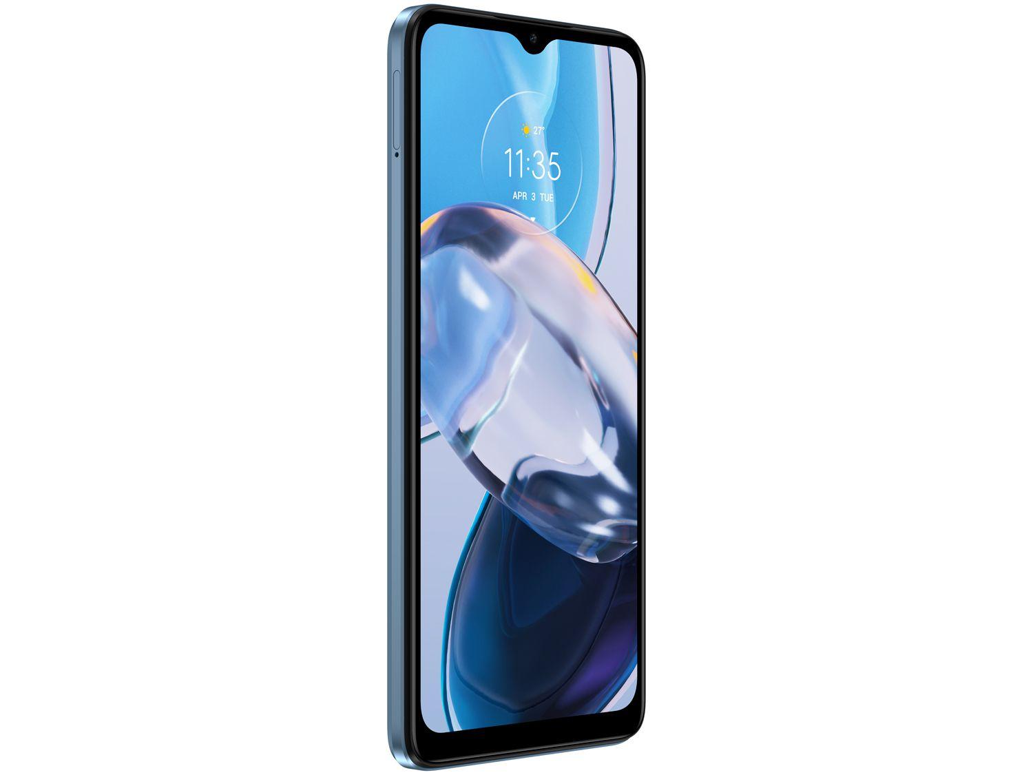 Smartphone Motorola Moto E22 64GB Azul 4G 4GB RAM 6,5” Câm. Dupla + Selfie 5MP Dual Chip