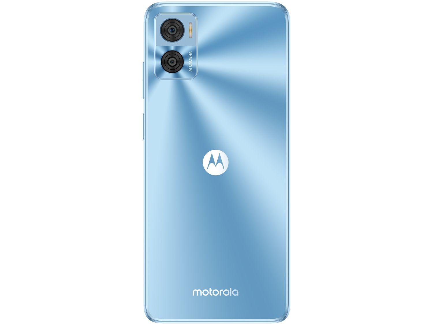 Smartphone Motorola Moto E22 64GB Azul 4G 4GB RAM 6,5” Câm. Dupla + Selfie 5MP Dual Chip