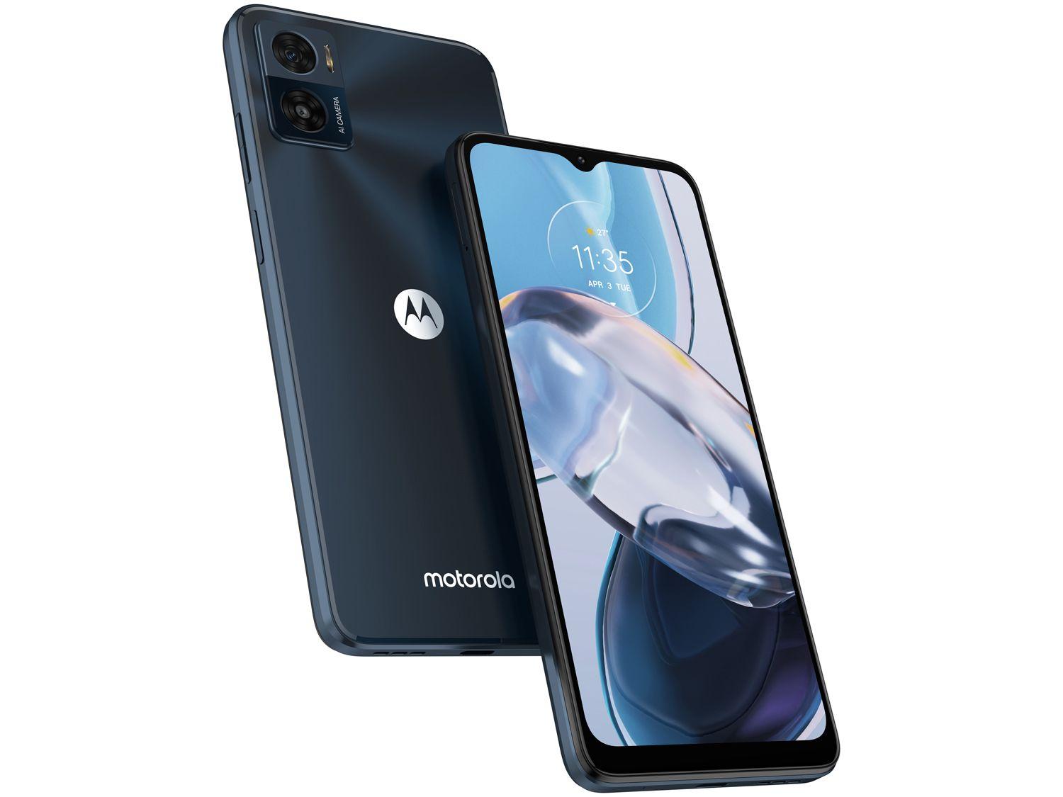 Smartphone Motorola Moto E22 64GB Preto 4G 4GB RAM 6,5” Câm. Dupla + Selfie 5MP Dual Chip