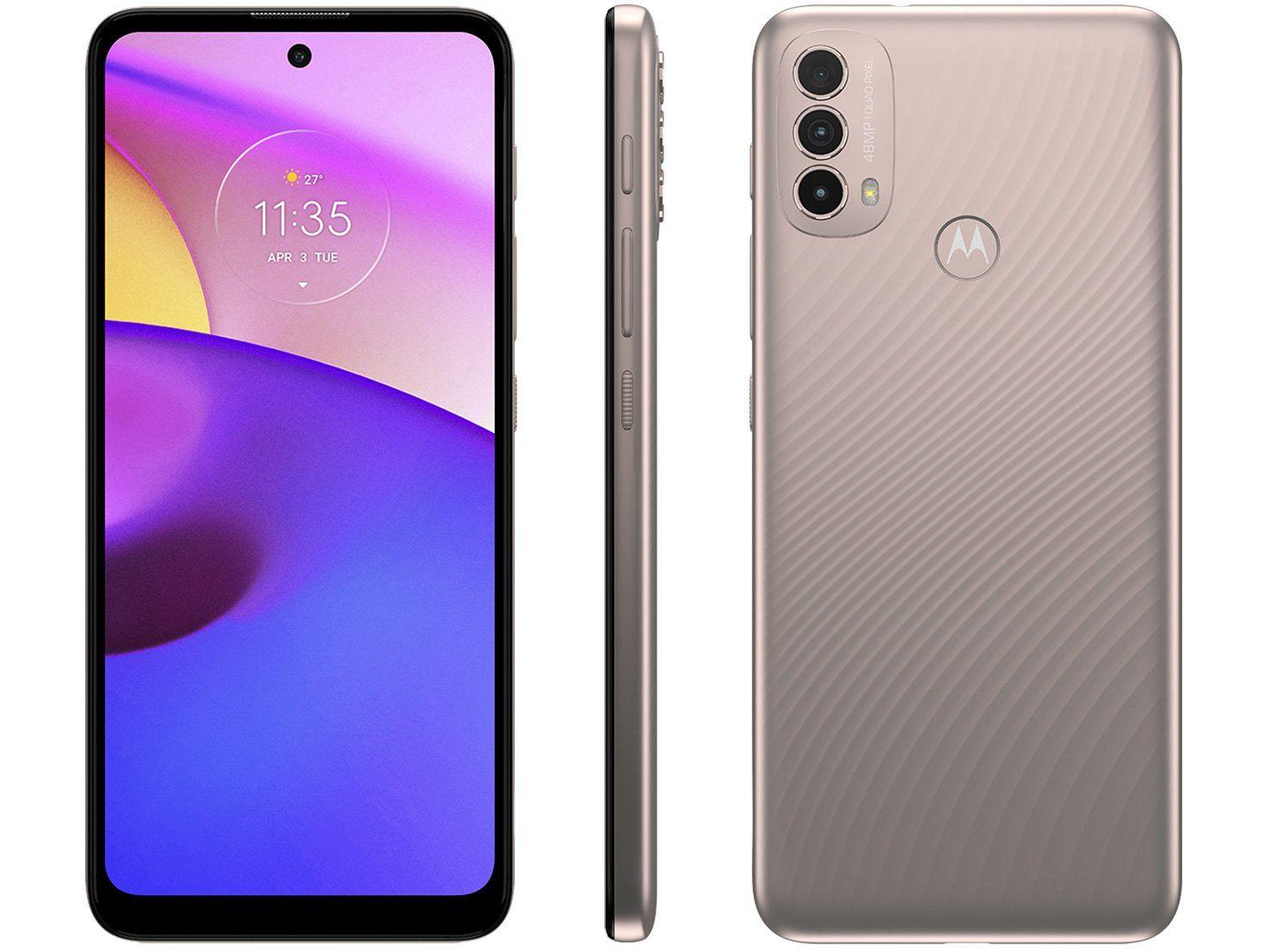 Smartphone Motorola Moto E40 64GB Rosê 4GB RAM Tela 6,5” Câm. Tripla + Selfie 8M