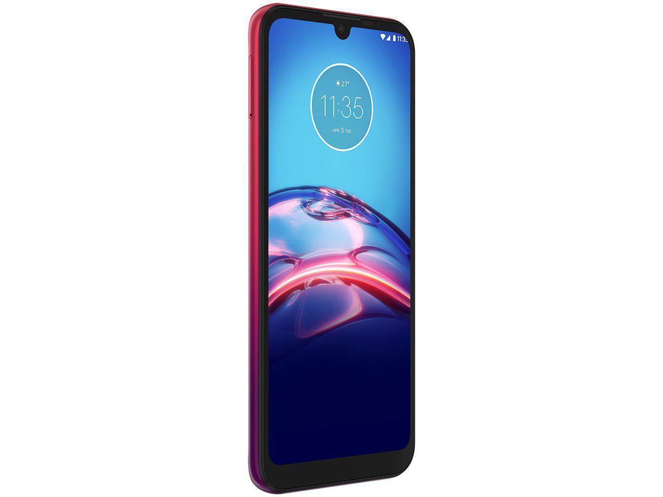 Smartphone Motorola Moto E6S 64GB Vermelho Magenta - 4G Octa-Core 4GB RAM 6,1” Câm. Dupla + Selfie 5MP