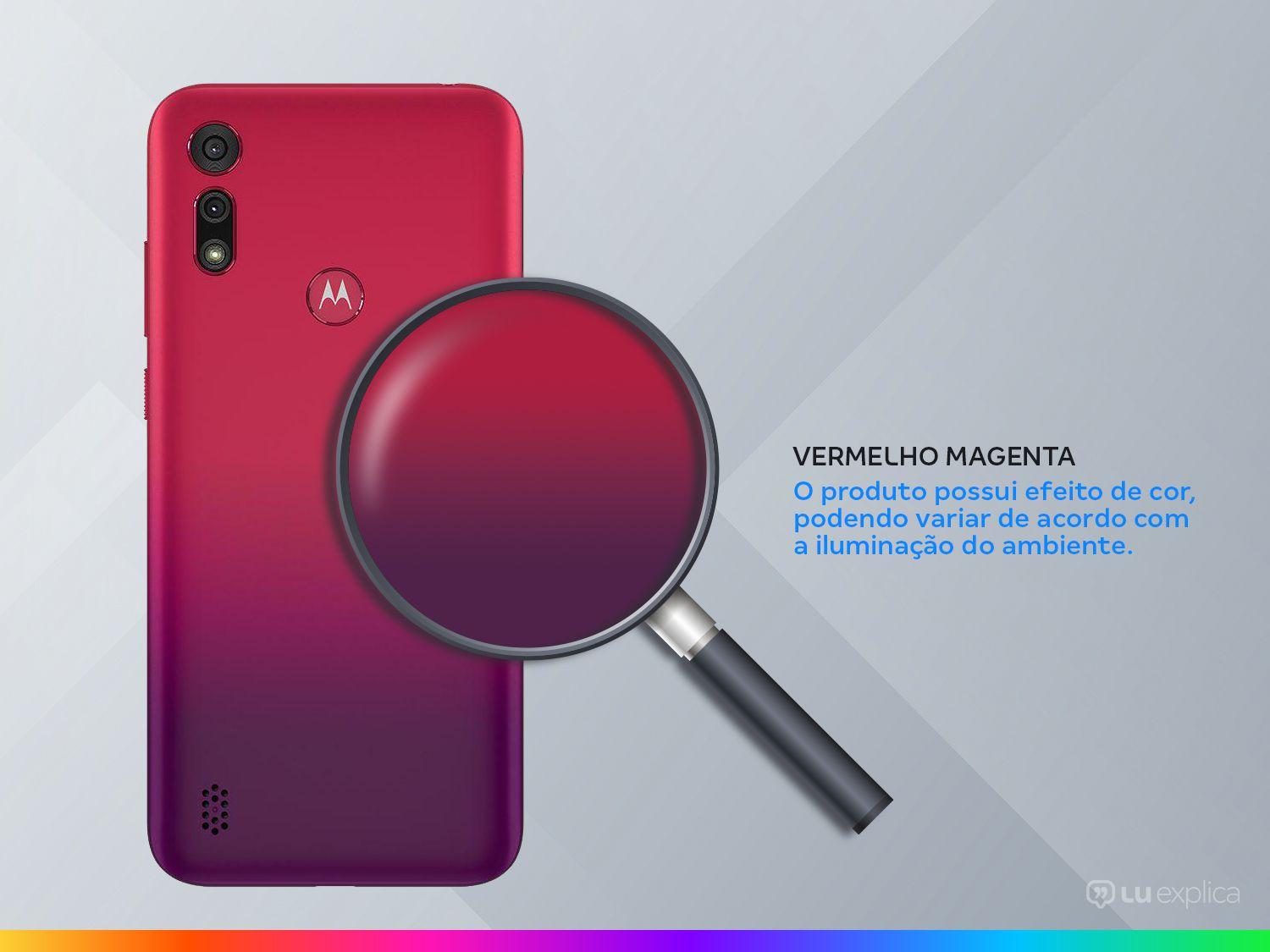 Smartphone Motorola Moto E6S 64GB Vermelho Magenta - 4G Octa-Core 4GB RAM 6,1” Câm. Dupla + Selfie 5MP