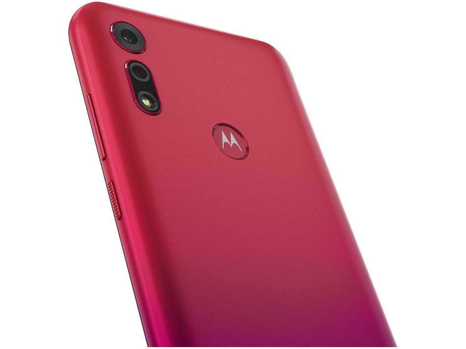 Smartphone Motorola Moto E6S 64GB Vermelho Magenta - 4G Octa-Core 4GB RAM 6,1” Câm. Dupla + Selfie 5MP