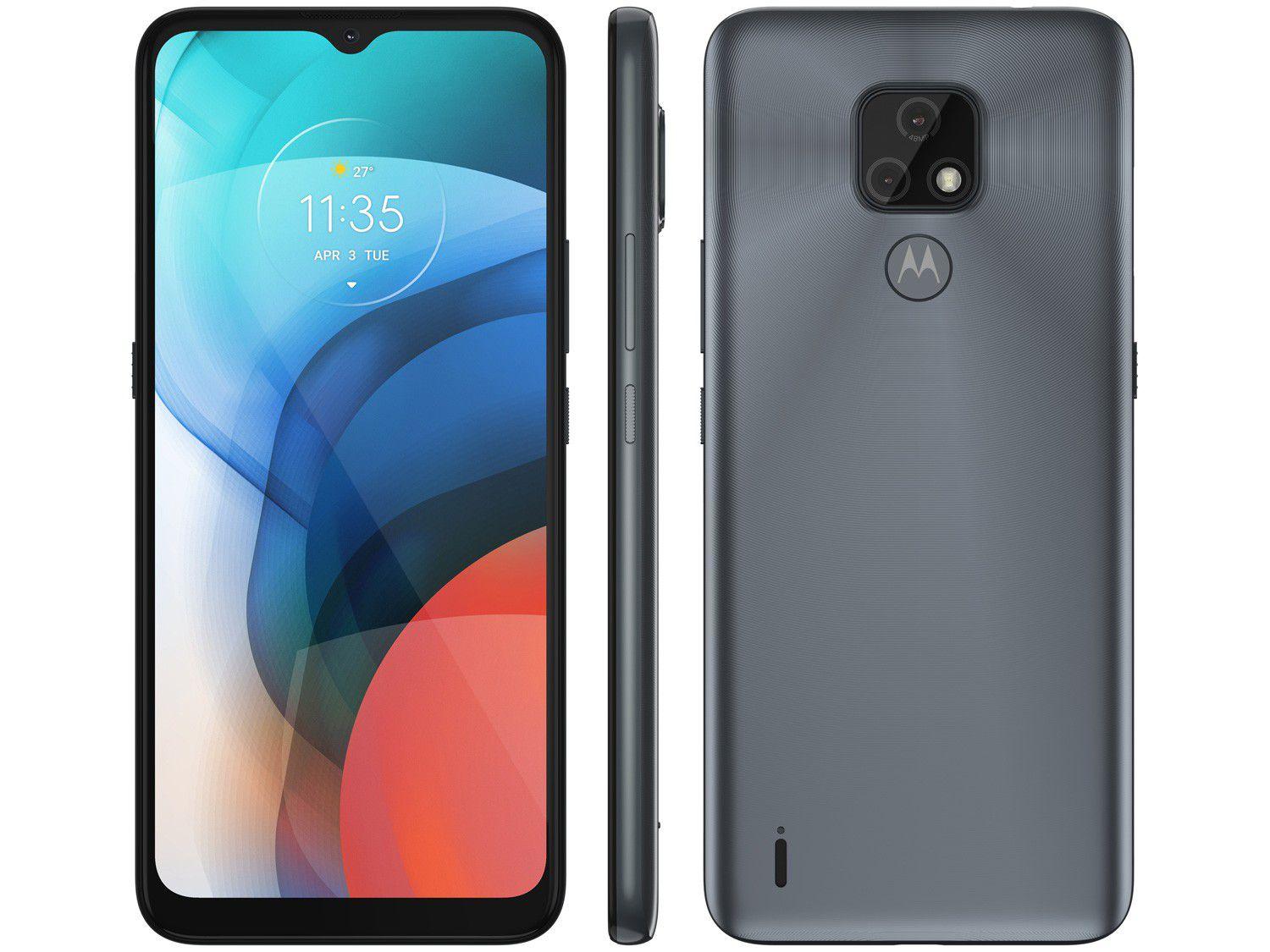 Smartphone Motorola Moto E7 32GB Cinza Metálico 4G Octa-Core 2GB RAM 6,5” Câm. Dupla + Selfie 5MP