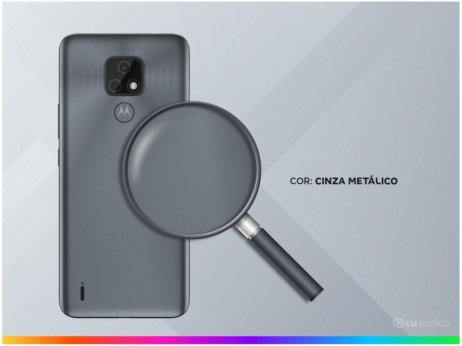 Smartphone Motorola Moto E7 32GB Cinza Metálico 4G Octa-Core 2GB RAM 6,5” Câm. Dupla + Selfie 5MP