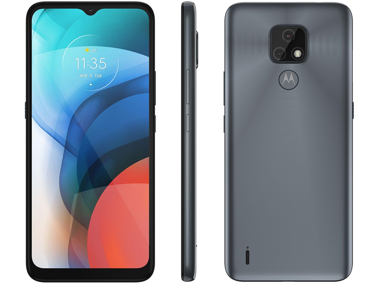 Smartphone Motorola Moto E7 64GB Cinza Metálico - 4G Octa-Core 4GB RAM 6,5”  Câm. Dupla + Selfie 5MP - Moto E7 - Magazine Luiza