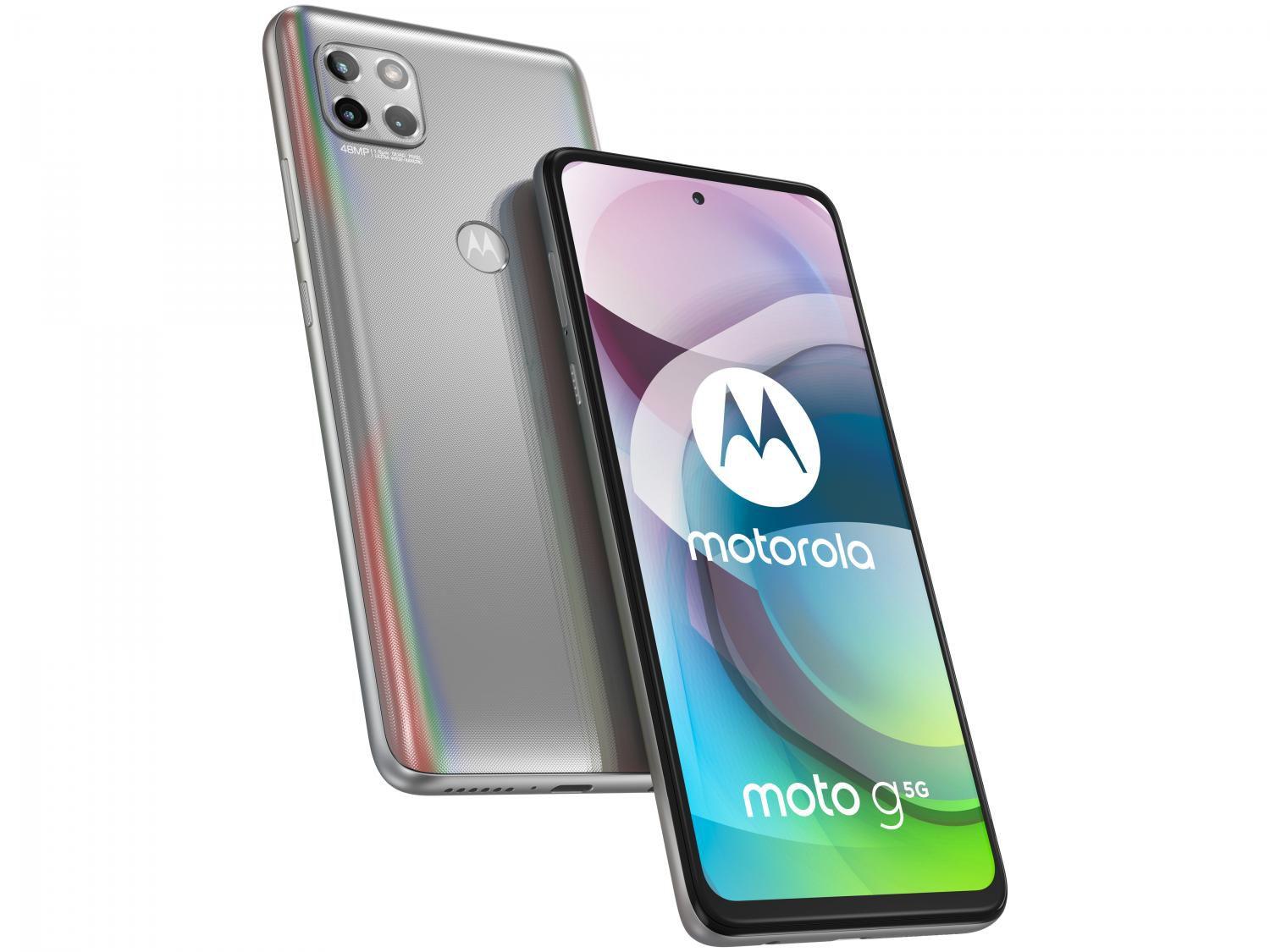 Smartphone Motorola Moto G 5G 128GB Prata Prisma OctaCore 6GB RAM 6