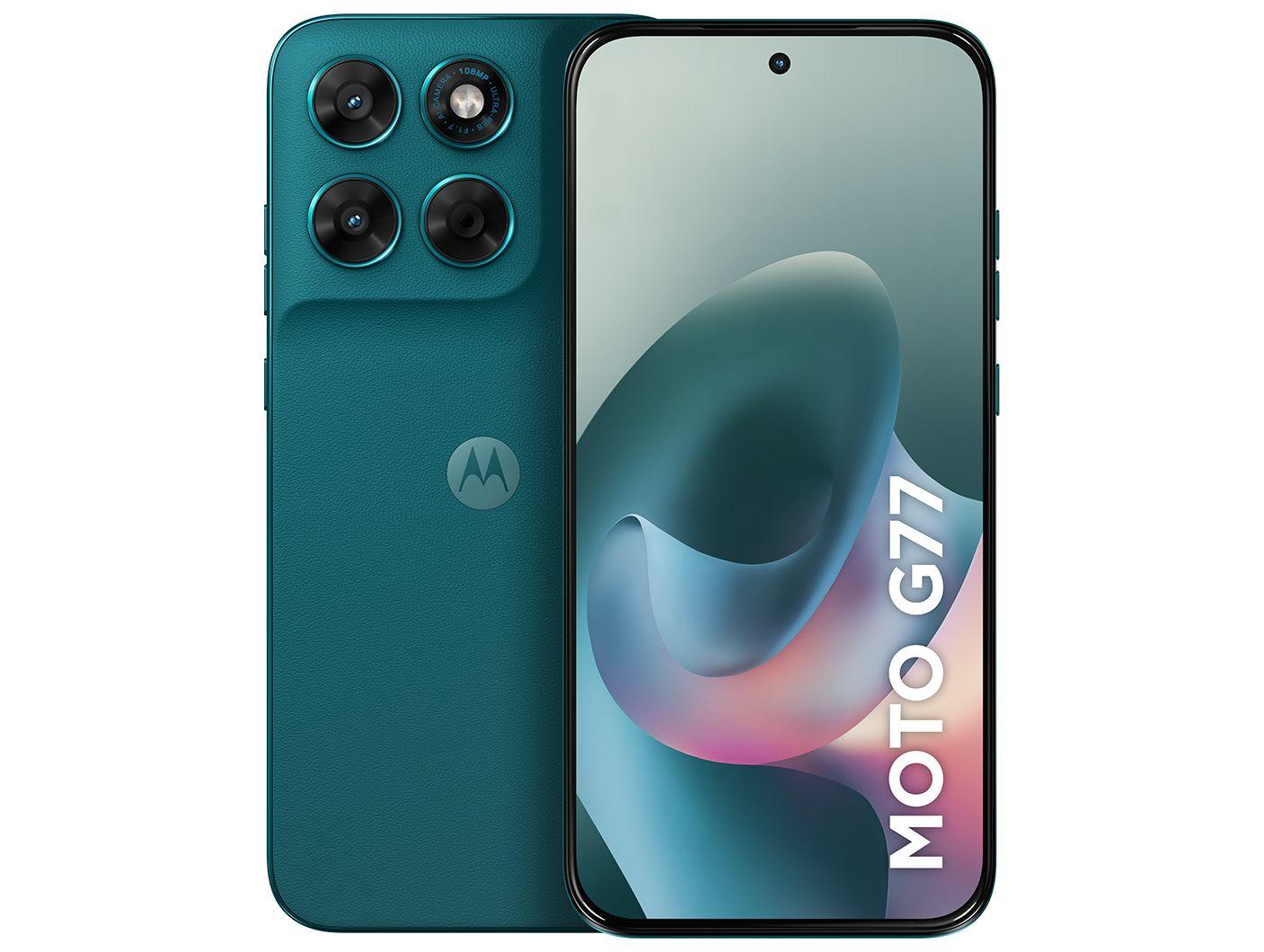 Smartphone Motorola Moto G77 256GB 5G 24GB RAM Verde Escuro 6,8" Câm. Tripla + Selfie 32MP