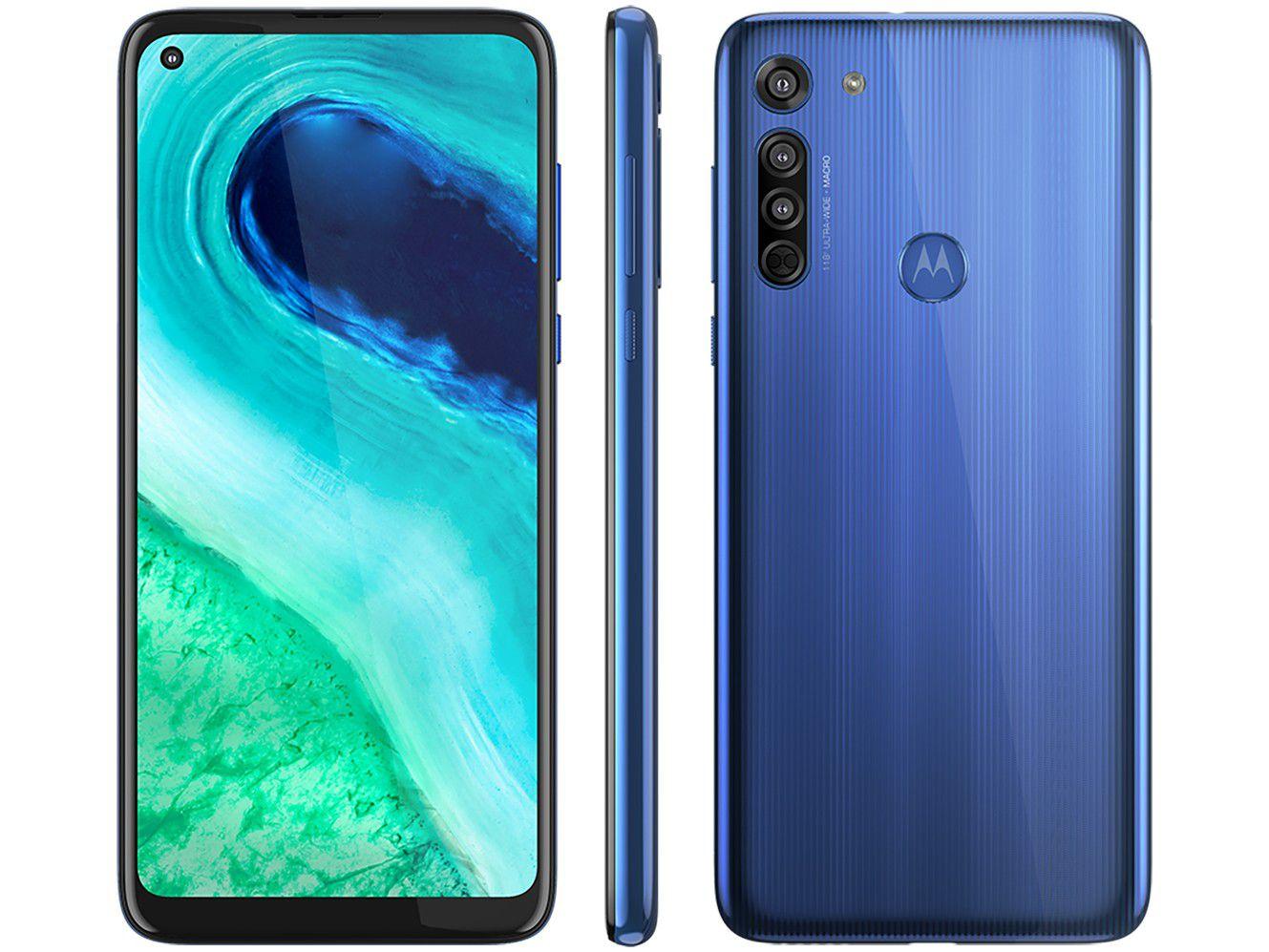 Smartphone Motorola Moto G8 64GB Azul Capri 4G 4GB RAM Tela 6,4” Câm. Tripla + Câm. Selfie 8MP