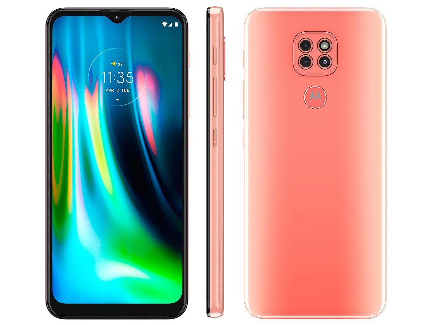 Smartphone Motorola Moto G9 Play 64GB Rosa Quartzo - 4G Octa-Core 4GB RAM 6,5” Câm. Tripla + Selfie 8M