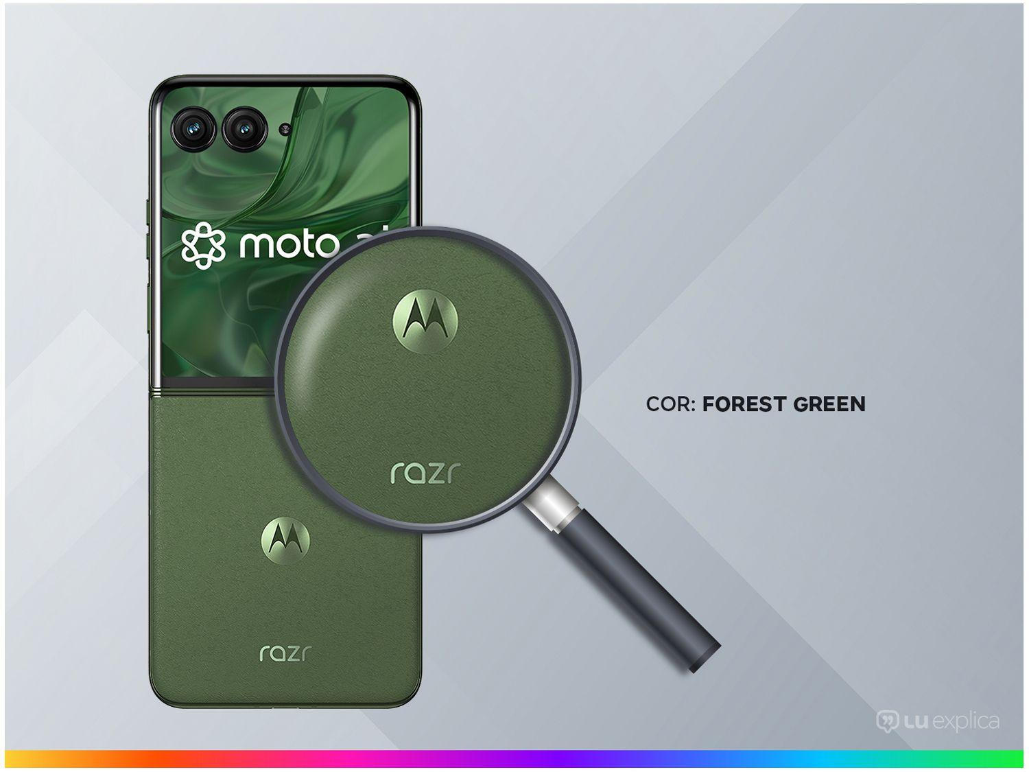 Smartphone Motorola Razr 50 Ultra 512GB Forest Green 5G 12GB RAM 6,9" Câm. Dupla + Selfie 32MP Dual Chip