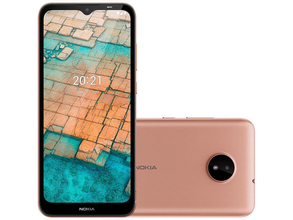 Smartphone Nokia C20 32GB Dourado 4G Octa-Core 2GB RAM Tela 6,5” Câm. 5MP + Câm. Selfie 5MP