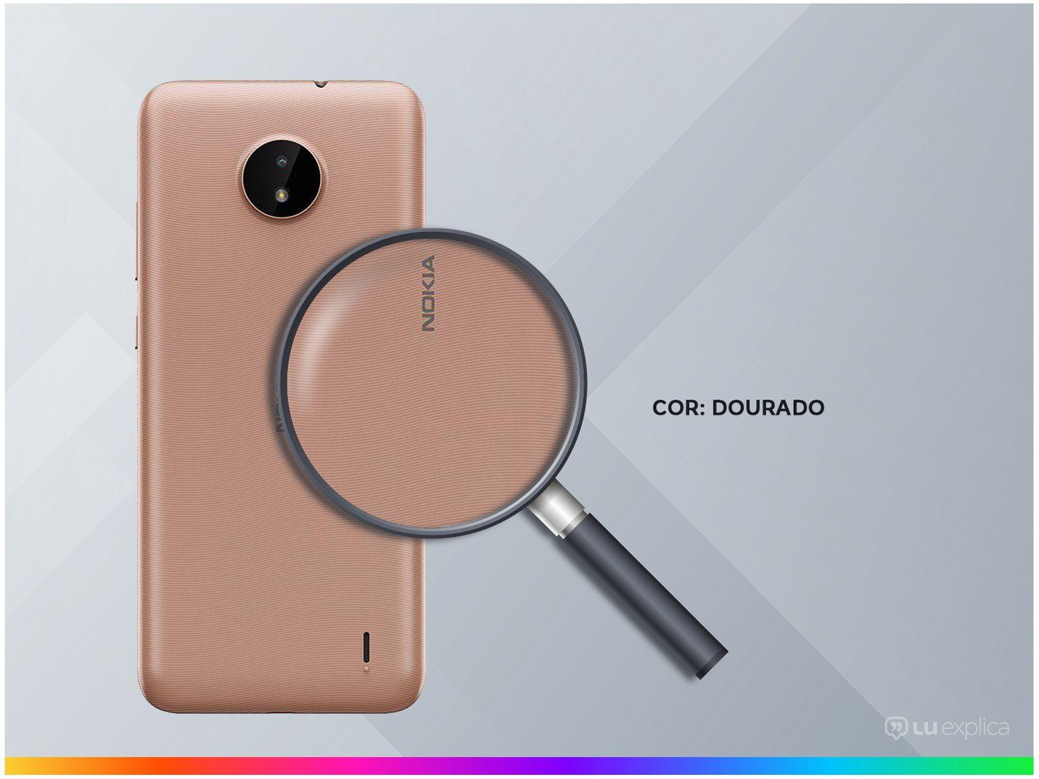 Smartphone Nokia C20 32GB Dourado 4G Octa-Core 2GB RAM Tela 6,5” Câm. 5MP + Câm. Selfie 5MP