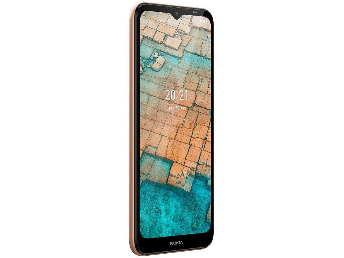 Smartphone Nokia C20 32GB Dourado 4G Octa-Core 2GB RAM Tela 6,5” Câm. 5MP + Câm. Selfie 5MP