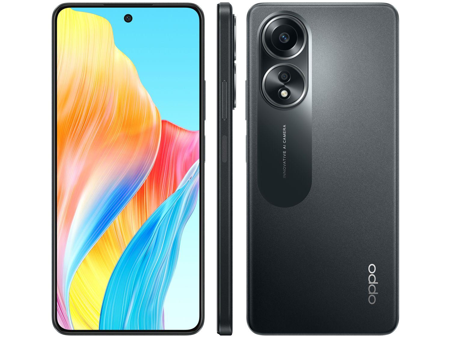 Smartphone OPPO A58 256GB Preto 4G 8GB + 8GB (RAM+) 6,72" Câm. 50MP + Selfie 8MP Dual Chip