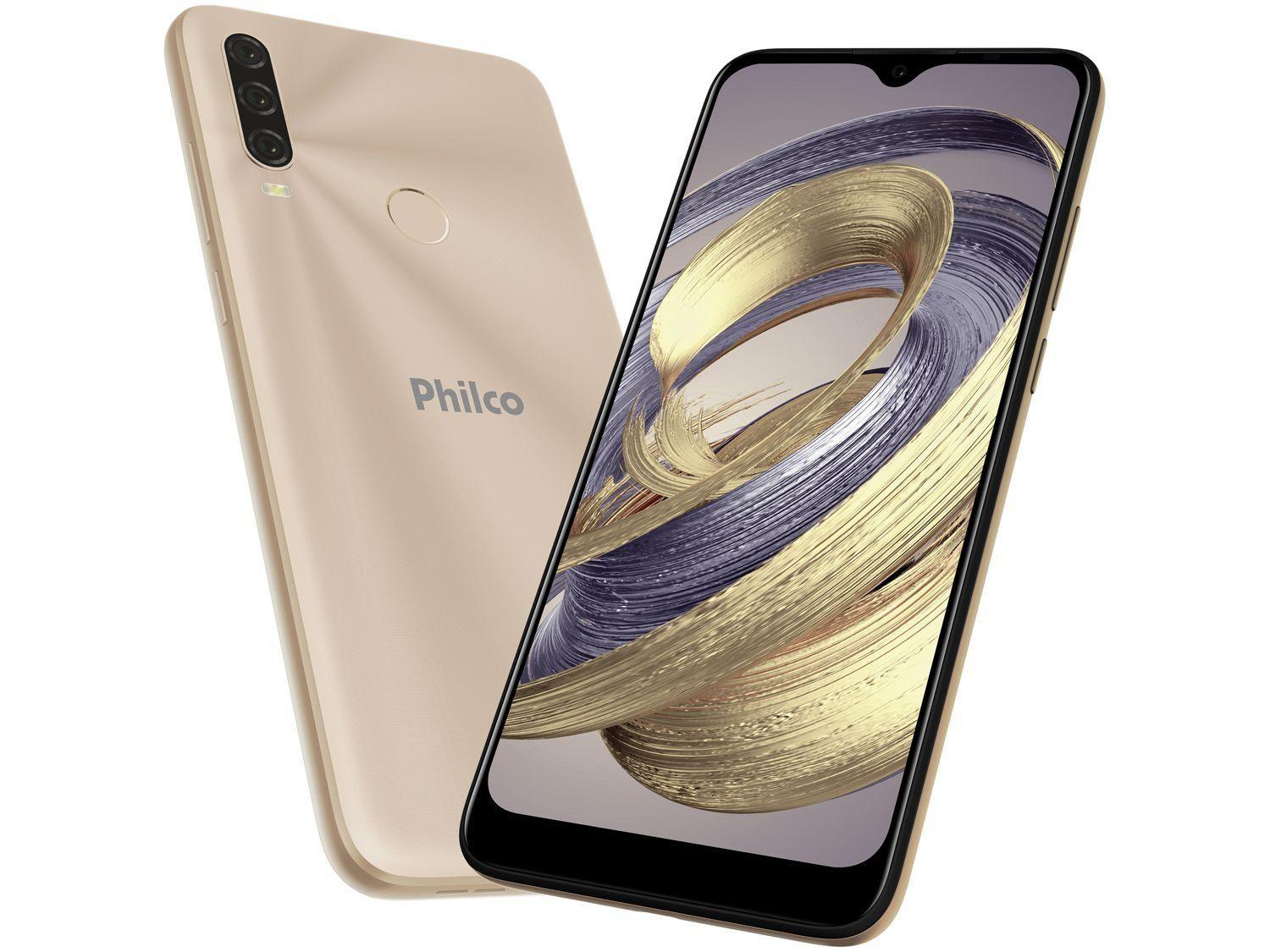 Smartphone Philco HIT P10 128GB Dourado 4G - Octa-Core 4GB 6,2” Câm. Tripla + Selfie 8MP