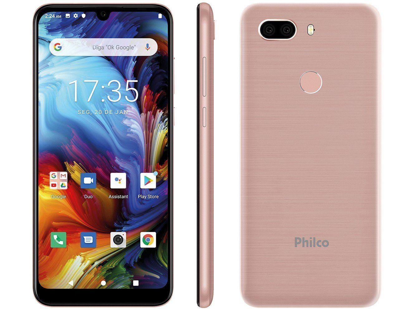 Smartphone Philco PCS02RG HIT MAX 128GB Rose - 4G 4GB RAM Tela 6” Câm. Dupla + Selfie 8M