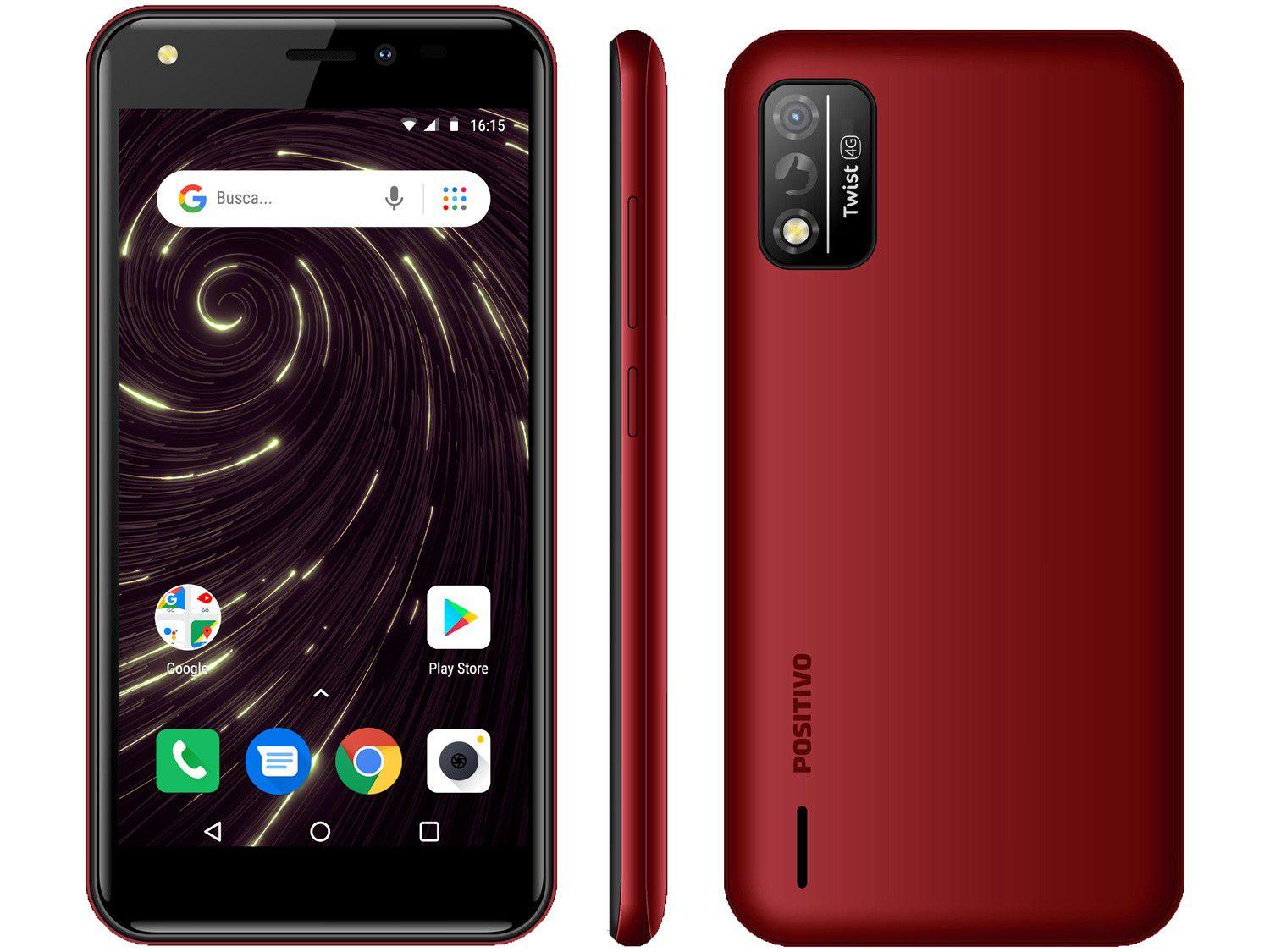 Smartphone Positivo Twist S509 32GB Vermelho 4G Octa-Core 1GB RAM Tela 5” Câm. 8MP + Selfie 5MP