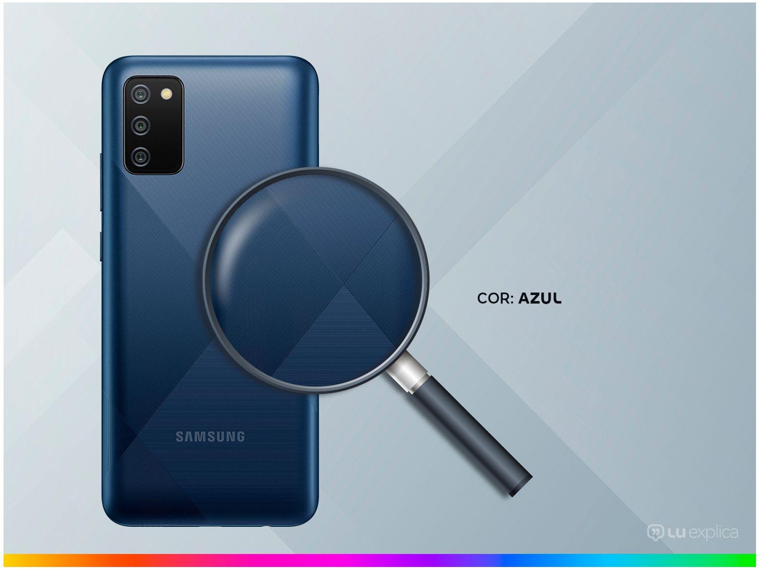 Smartphone Samsung Galaxy A02s 32GB Azul 3GB RAM 6,5" Câm. Tripla + Selfie 5MP Dual Chip