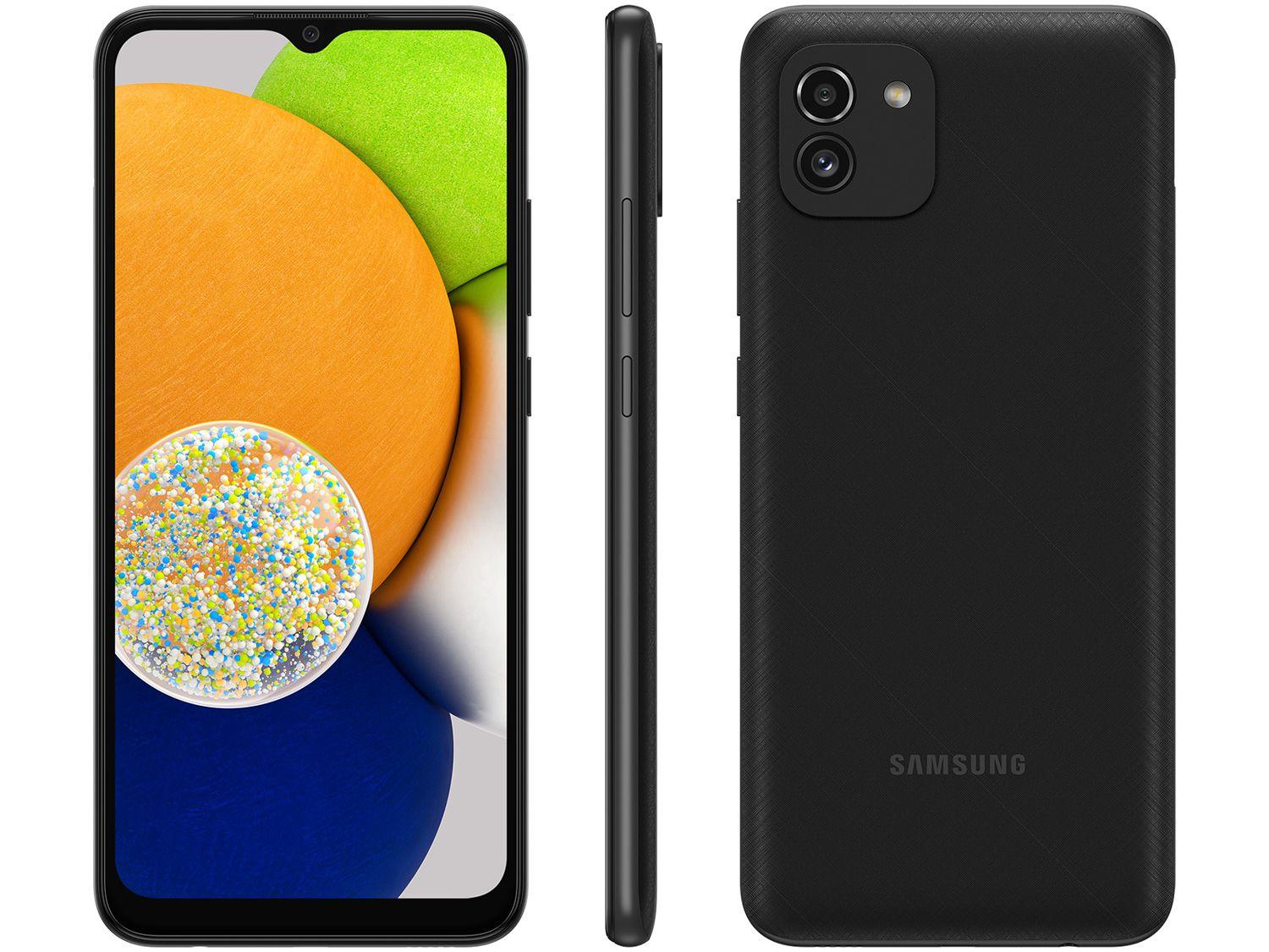 Imagem de Smartphone Samsung Galaxy A03 64GB Preto 4G Octa-Core 4GB RAM Tela 6,5” Câm. Dupla + Sefie 5MP