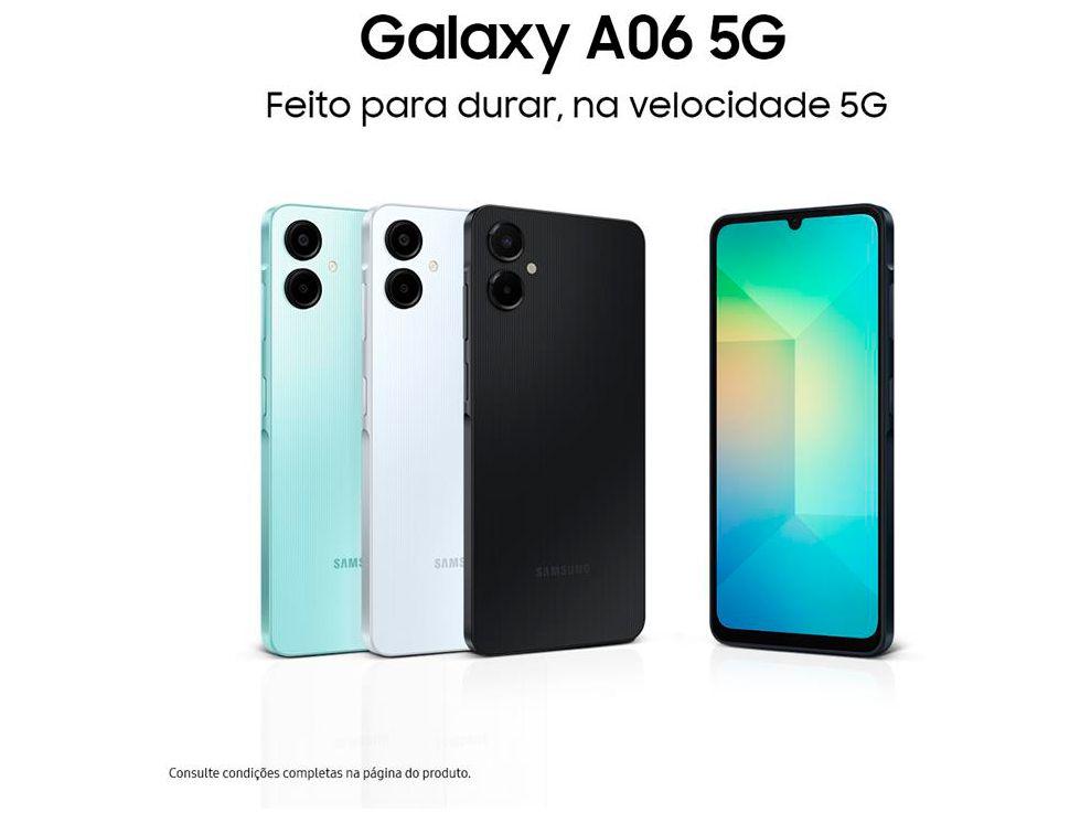 Smartphone Samsung Galaxy A06 5G 128GB 4GB RAM Cinza Câm. 50MP + Selfie 8MP