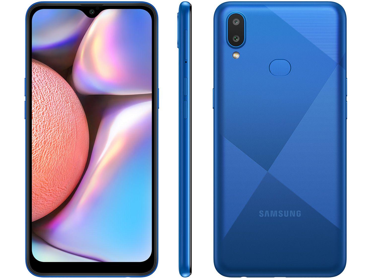 Smartphone Samsung Galaxy A10s 32GB Azul Absurdo - 4G 2GB RAM Tela 6,2” Câm. Dupla + Selfie 8MP