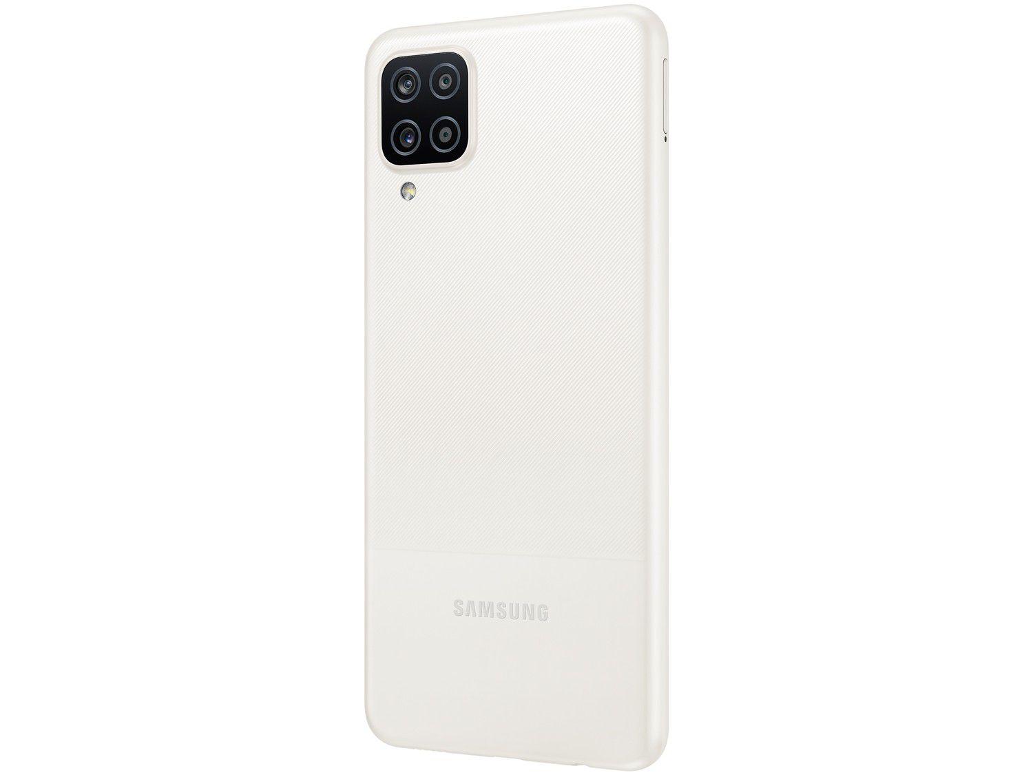 Smartphone Samsung Galaxy A12 64GB Brano 4GB RAM 6,5" Câm. Quádrupla + Selfie 8MP Dual Chip