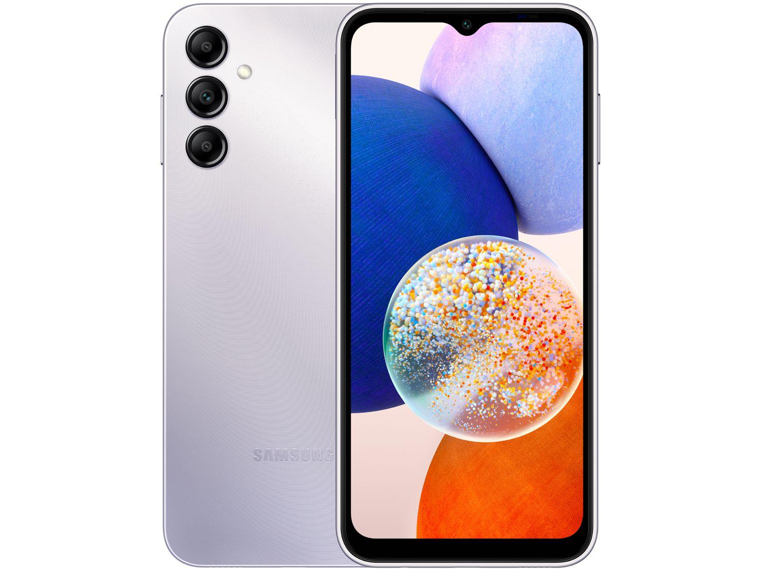 Smartphone Samsung Galaxy A14 128GB Prata 5G Octa-Core 4GB RAM 6,6" Câm. Tripla + Selfie 13MP