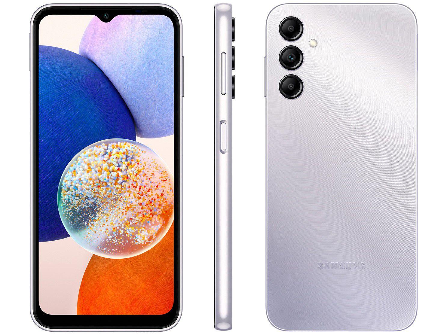 Smartphone Samsung Galaxy A14 128GB Prata 5G Octa-Core 4GB RAM 6,6" Câm. Tripla + Selfie 13MP